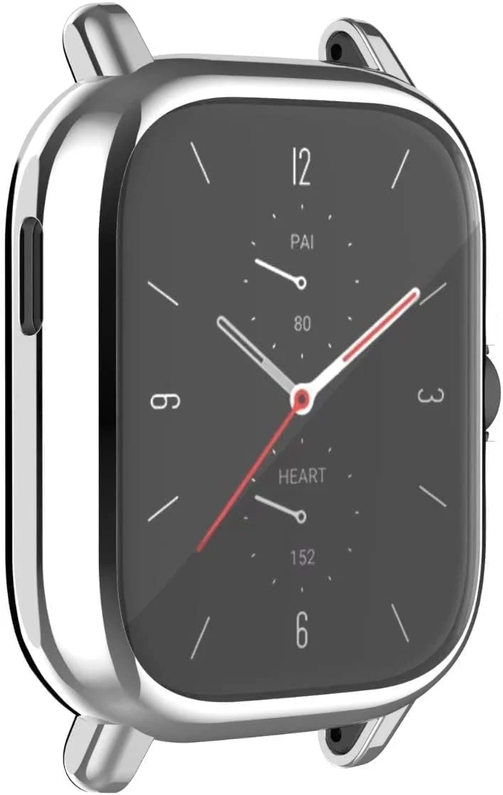 DL3 Mobilak Case Compatible with Amazfit GTS 3 & Amazfit GTS Case All-Around Screen Protector Watch Soft TPU Shockproof Cover Slim Guard Thin Bumper Shell Protector - Silver