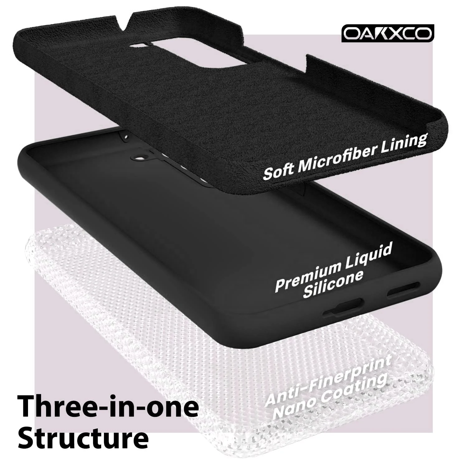 DL3 Mobilak Liquid Silicone Protective Case with Soft Microfiber Lining with Full Camera Protection for Samsung Galaxy S22 5G - Black