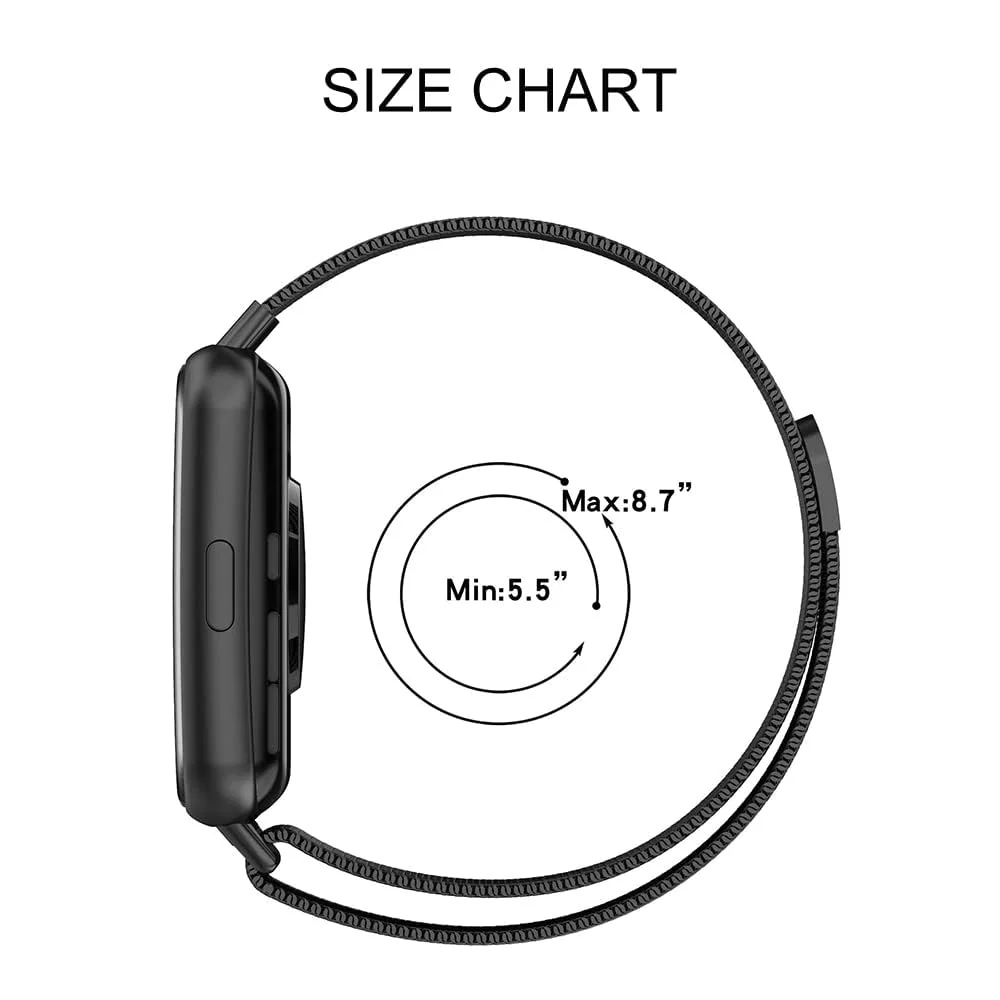 DL3 Mobilak Bracelet Compatible with Huawei Watch Fit 2, Stainless Steel Replacement Strap, Mesh Metal Watch Strap, Magnetic Adjustable Replacement Strap Compatible with Huawei Watch Fit2 - Black