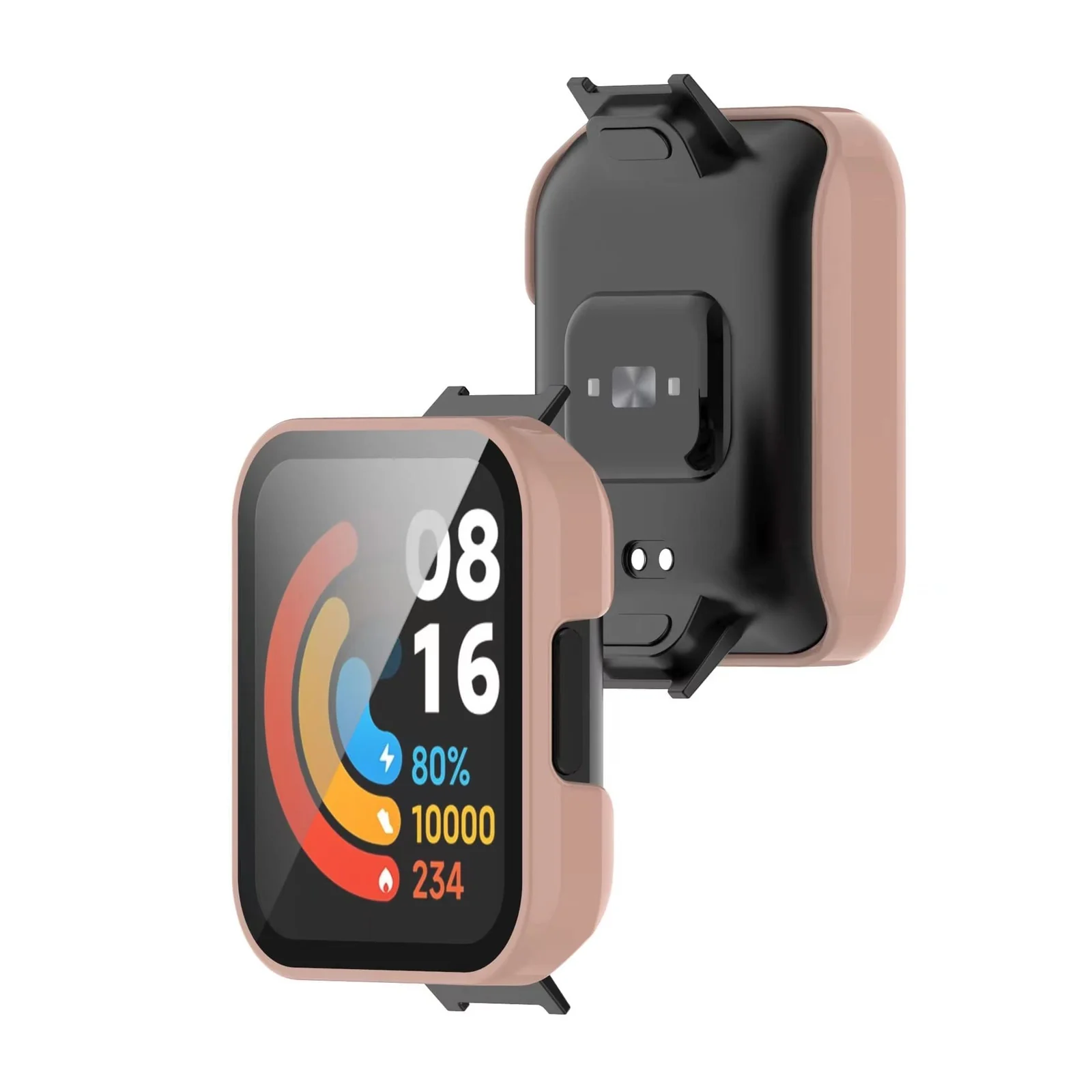 DL3 Mobilak Protective Case Compatible with Xiaomi Mi Redmi Watch 2 Lite, 9H Hardness PC Case Bumper Full Slim Protective Cover with Tempered Glass For Redmi Watch2 Lite - Pink