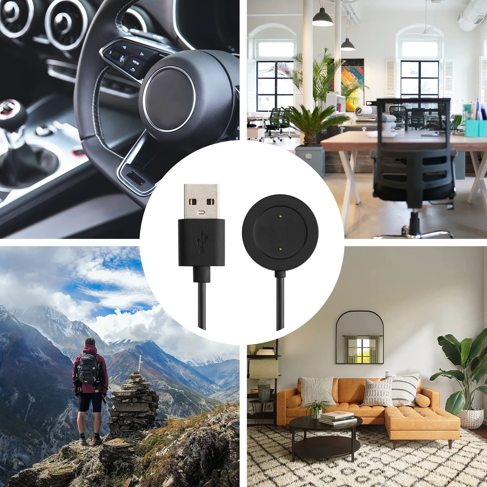 DL3 Mobilak Charger Cable Compatible with Xiaomi Watch S1 Active, Xiaomi watch color 2, Xiaomi watch color sport, Replacement Charging Dock Stand Station 1M Magnetic USB Replacement Charger - Black