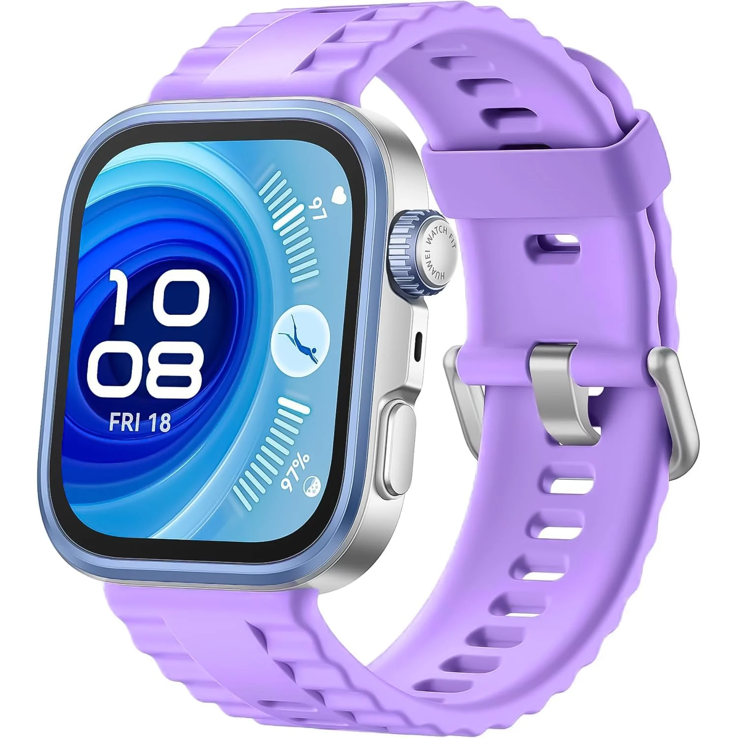 DL3 Mobilak Wavy Texture Sports Wristbands for Huawei Watch Fit 4/Fit 4 Pro/Fit 3 Strap, Breathable Silicone Wristband Strap Watch Strap Bracelet for Huawei Watch Fit 4 Pro/Fit4/3 - Purple