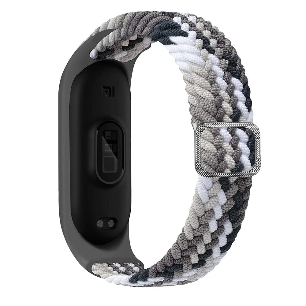 DL3 Mobilak Nylon Wristband Compatible for Xiaomi Mi Band 7/Mi Band 6/Mi Band 5/Mi Band 4/Mi Band 3, Adjustable Braided Elastic Solo Loop for Mi Band 7 6 5 4 3, Sport Strap Smart Watch Accessories - Colorful Black