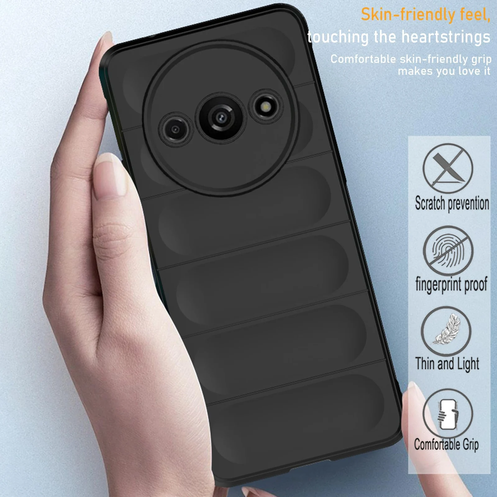DL3 Mobilak Silicone Case for Xiaomi Redmi A3 Heavy Duty Protective [Slim Fit] Shockproof Soft Flexible Protective Design Shock-Absorption TPU Cover With Camera Protection - Dark Gray