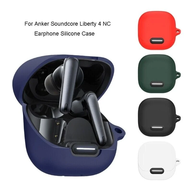 DL3 Mobilak Silicone Case Compatible with Soundcore Liberty 4 NC Earbuds, Soft Silicone Protective Case Cover, Shockproof Sleeve with Carabiner - Blue