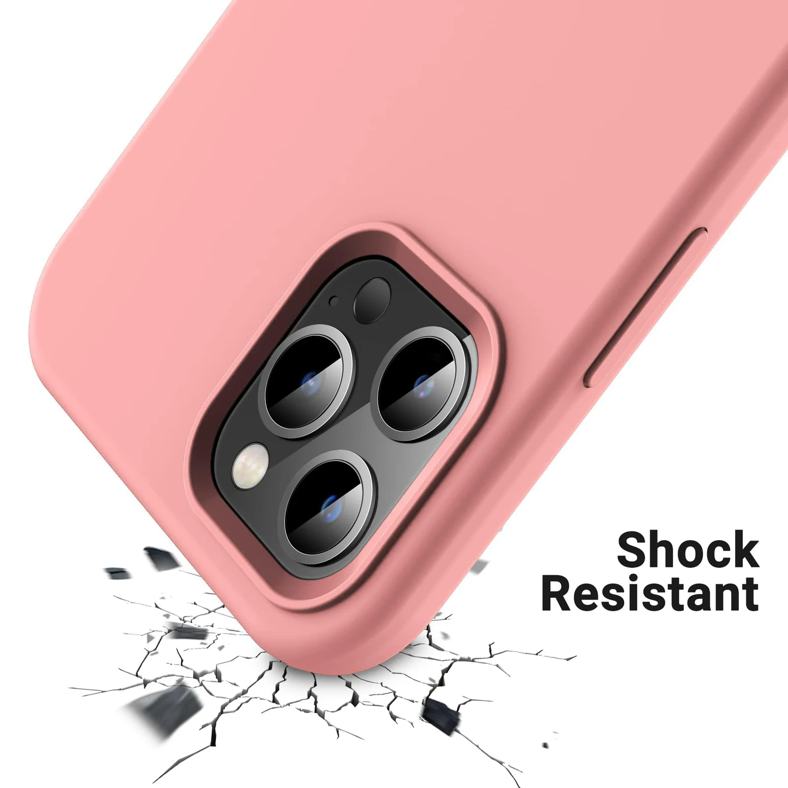DL3 Mobilak Liquid Silicone Protective Case for iPhone 14 Pro (6.1 Inch) with Camera Protection and Microfiber Lining - Pastel Pink
