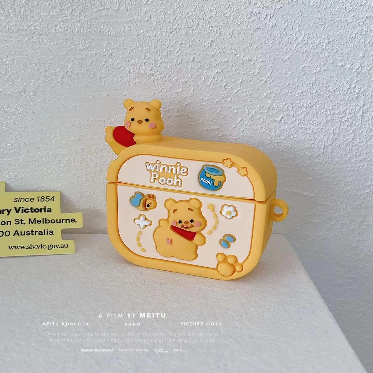 DL3 Mobilak Case Compatible with AirPods Pro Soft Silicone Shockproof Cover Compatible with AirPods Pro, New 3D Cute Cartoon Creative Fun Case Skin with Keychain Design - Winnie Pooh
