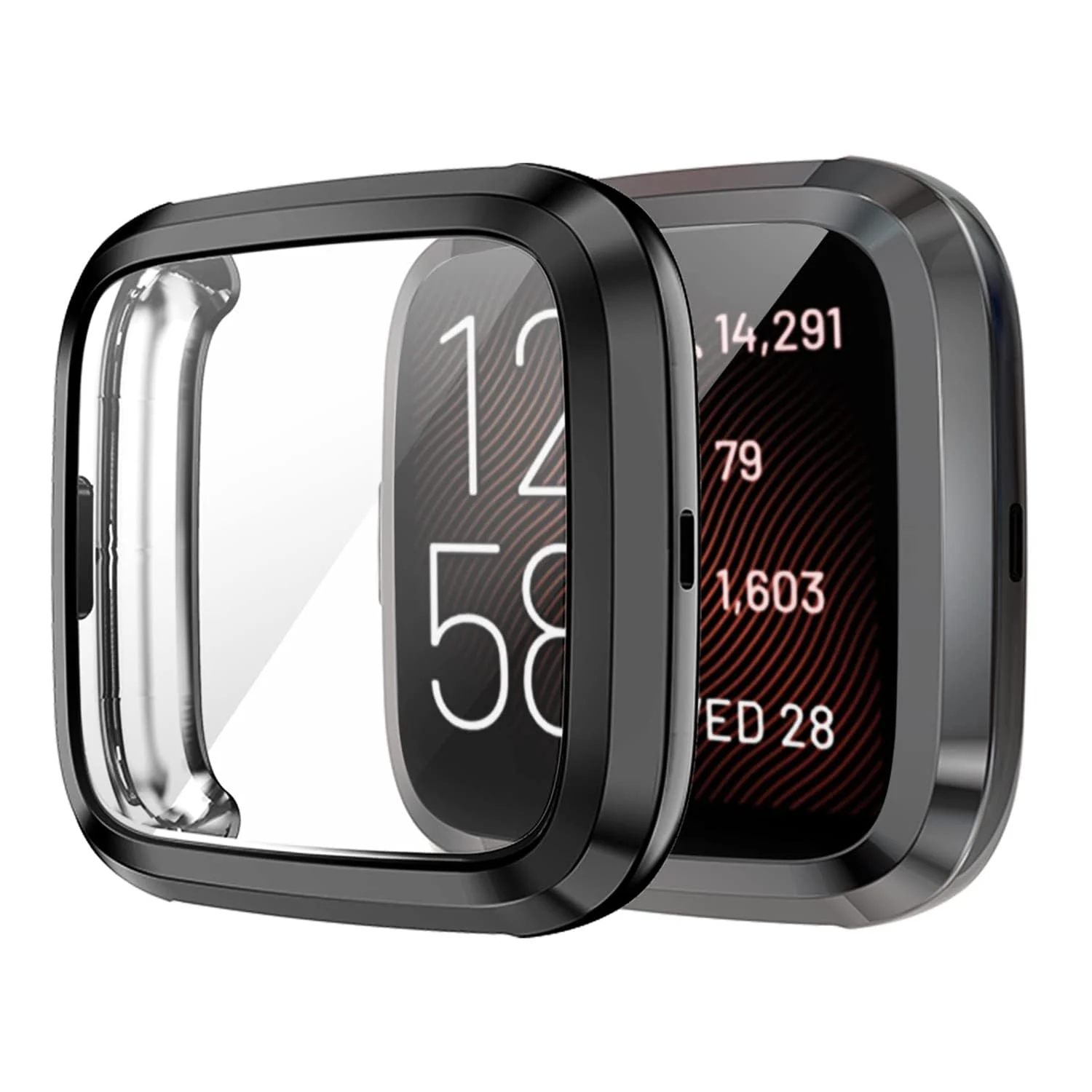 DL3 Mobilak Case Compatible with Fitbit Versa 2 Case All-Around with Built-in Screen Protector Watch Soft TPU Shockproof Cover Slim Guard Thin Bumper Shell Protector For Versa 2 - Black