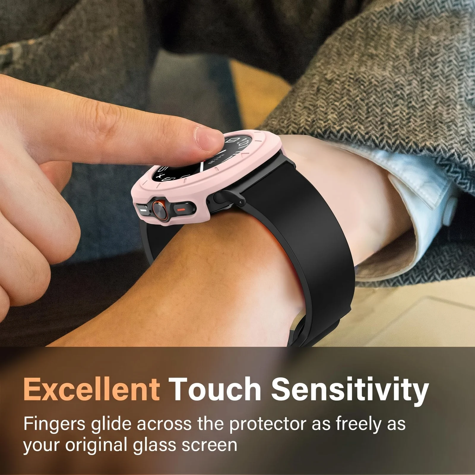 DL3 MOBILAK Full-Coverage Watch Case with Tempered Glass for Samsung Galaxy Watch Ultra 2025 / Galaxy Watch 7 Ultra 2024 47 mm, Pink