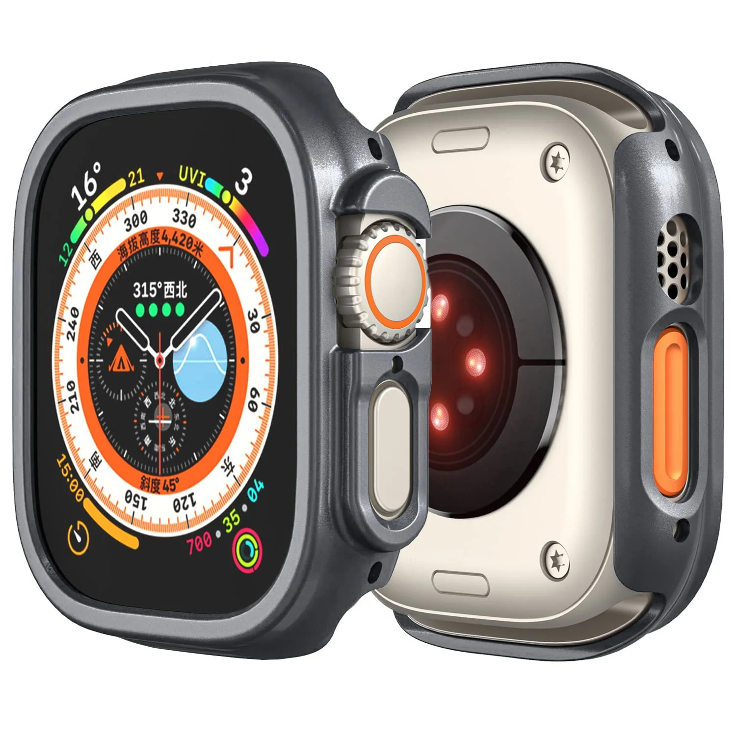 DL3 Mobilak Compatible For Apple Watch Ultra Case 49mm, Shockproof Ultra-Thin Hard PC Bumper Case All-Around Edge Protective Cover Frame[NO Screen Protector] for iWatch Accessories - Grey