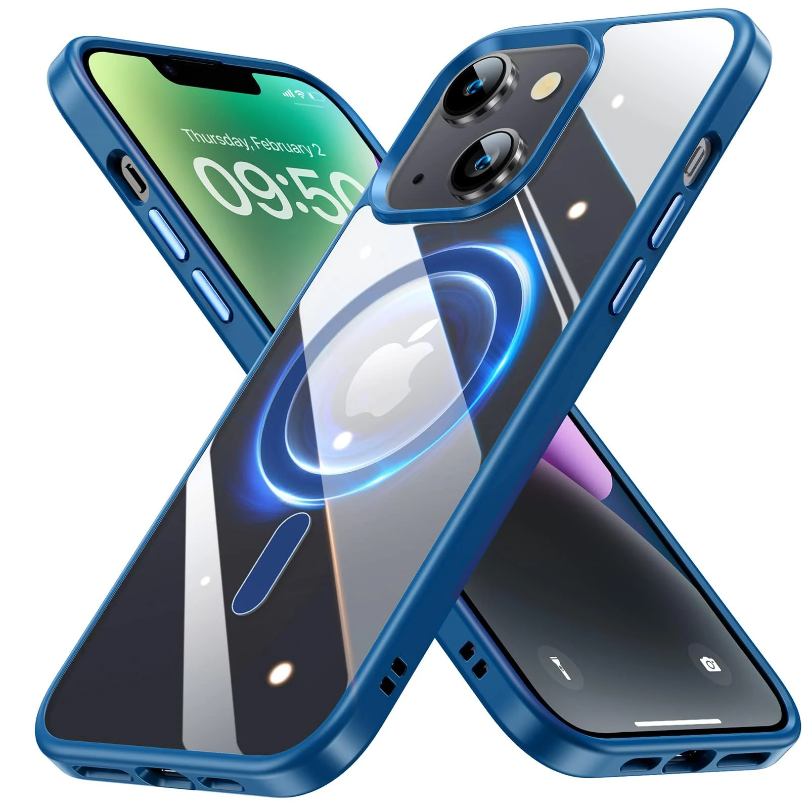 DL3 Mobilak Clear TPU Case for iPhone 14 (6.1 Inch), Compatible with MagSafe accessories, Shock-absorbing protection, Anti-fingerprint finish - Blue