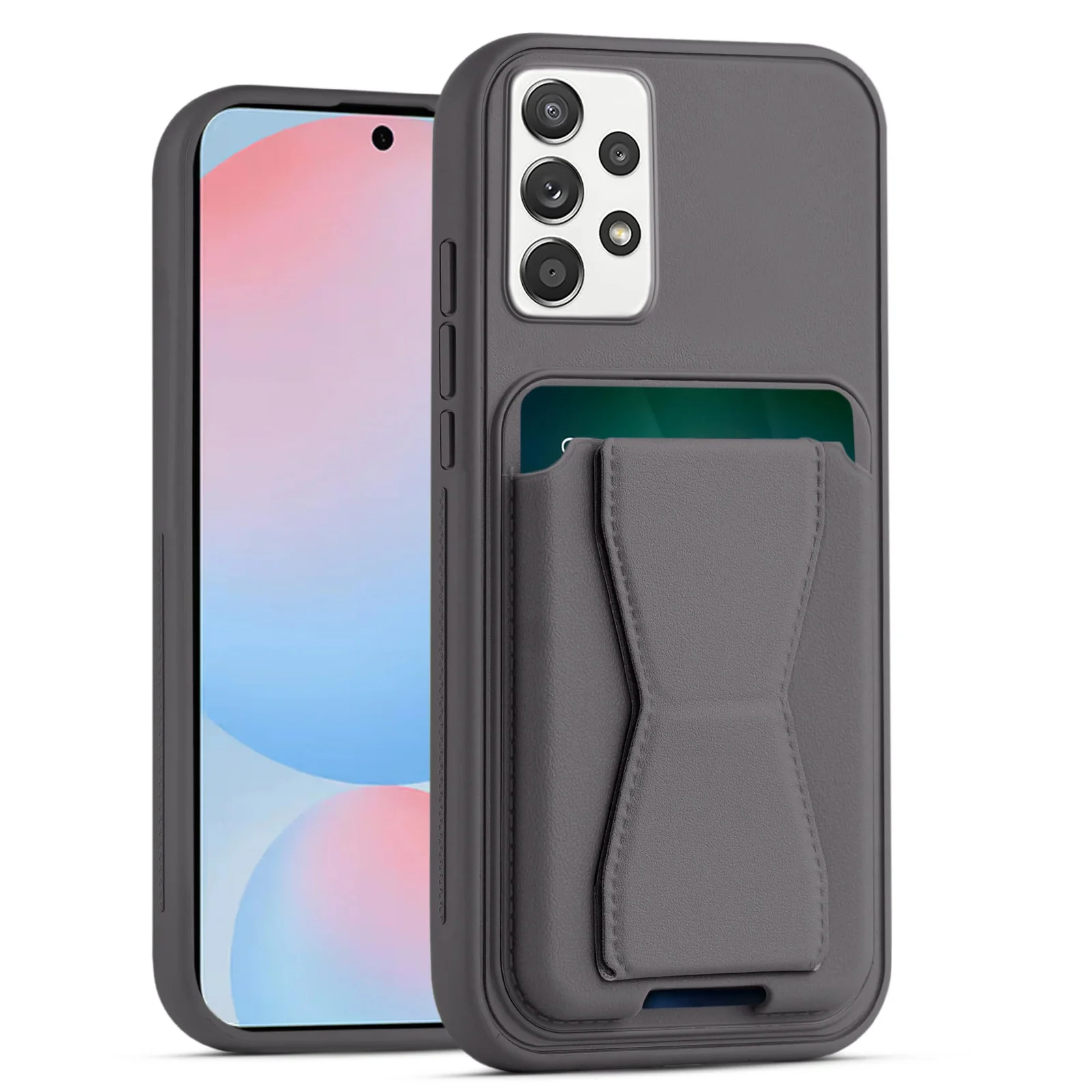 DL3 Mobilak Leather Wallet Case Compatible with Samsung Galaxy A72, Leather Back Cover With TPU Frame, Shockproof Protective Phone Case with Card Holder Stand - Lavender Purple