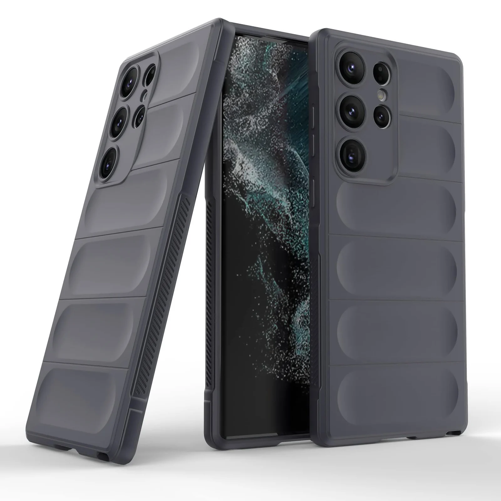 DL3 Mobilak Silicone Case for Samsung Galaxy S23 Ultra Heavy Duty Protective [Slim Fit] Shockproof Soft Flexible Protective Design Shock-Absorption TPU Cover With Camera Protection - Dark Gray