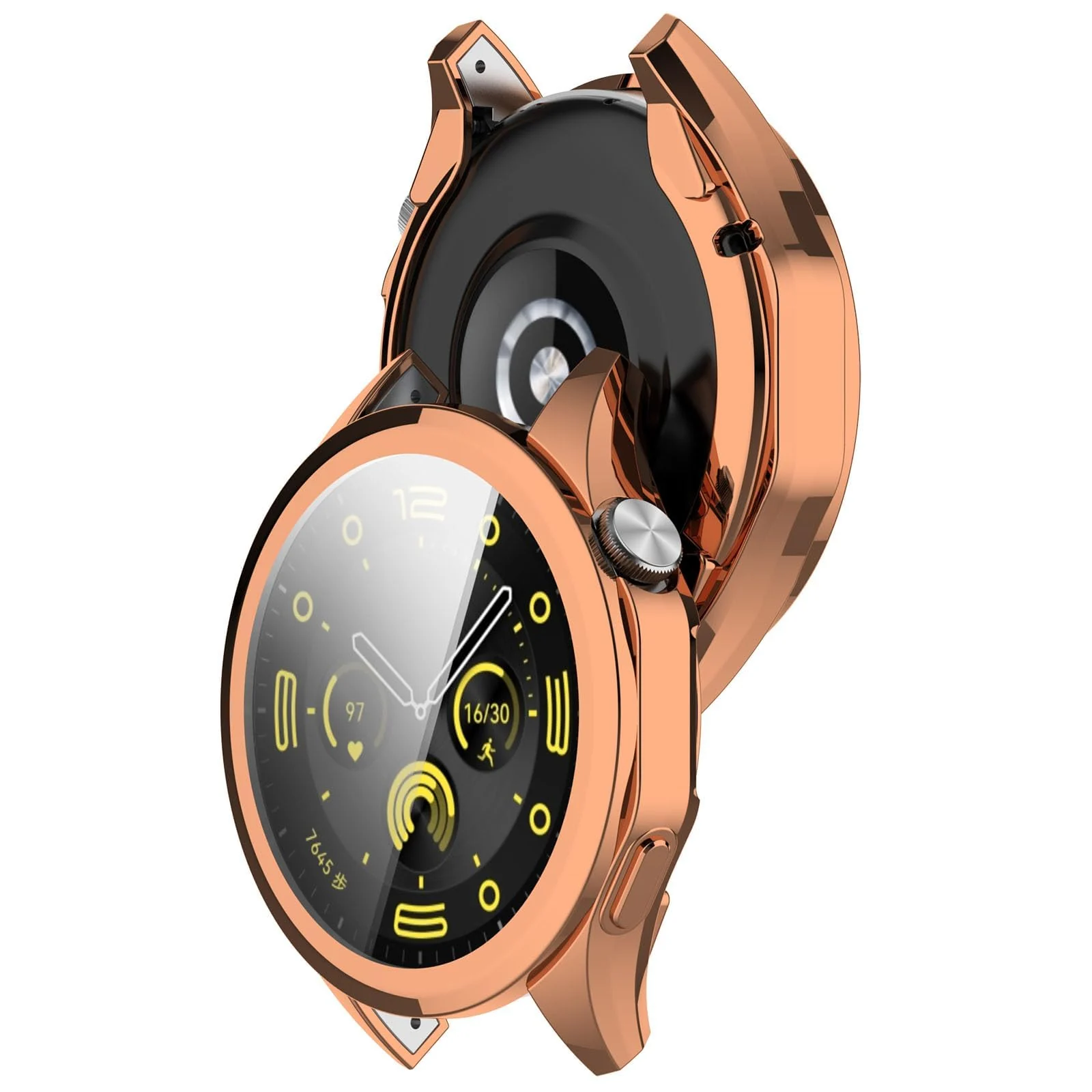DL3 MOBILAK Full-Coverage Watch Case with Tempered Glass for Huawei Watch GT 4 46MM - Rose Gold