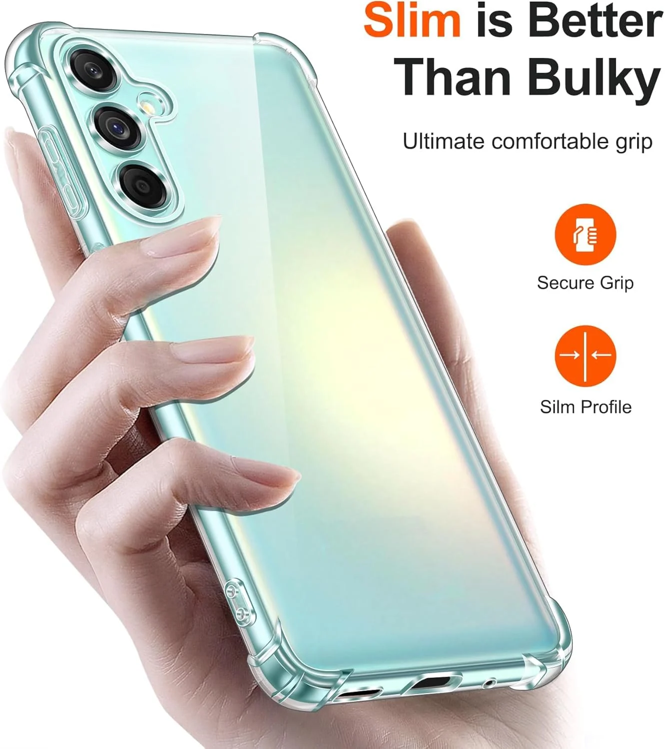 DL3 Mobilak Case Compatible with Samsung Galaxy M55 5G, Cover Silicone TPU Gorilla Anti-shock Protector Camera Shockproof Corners - Clear