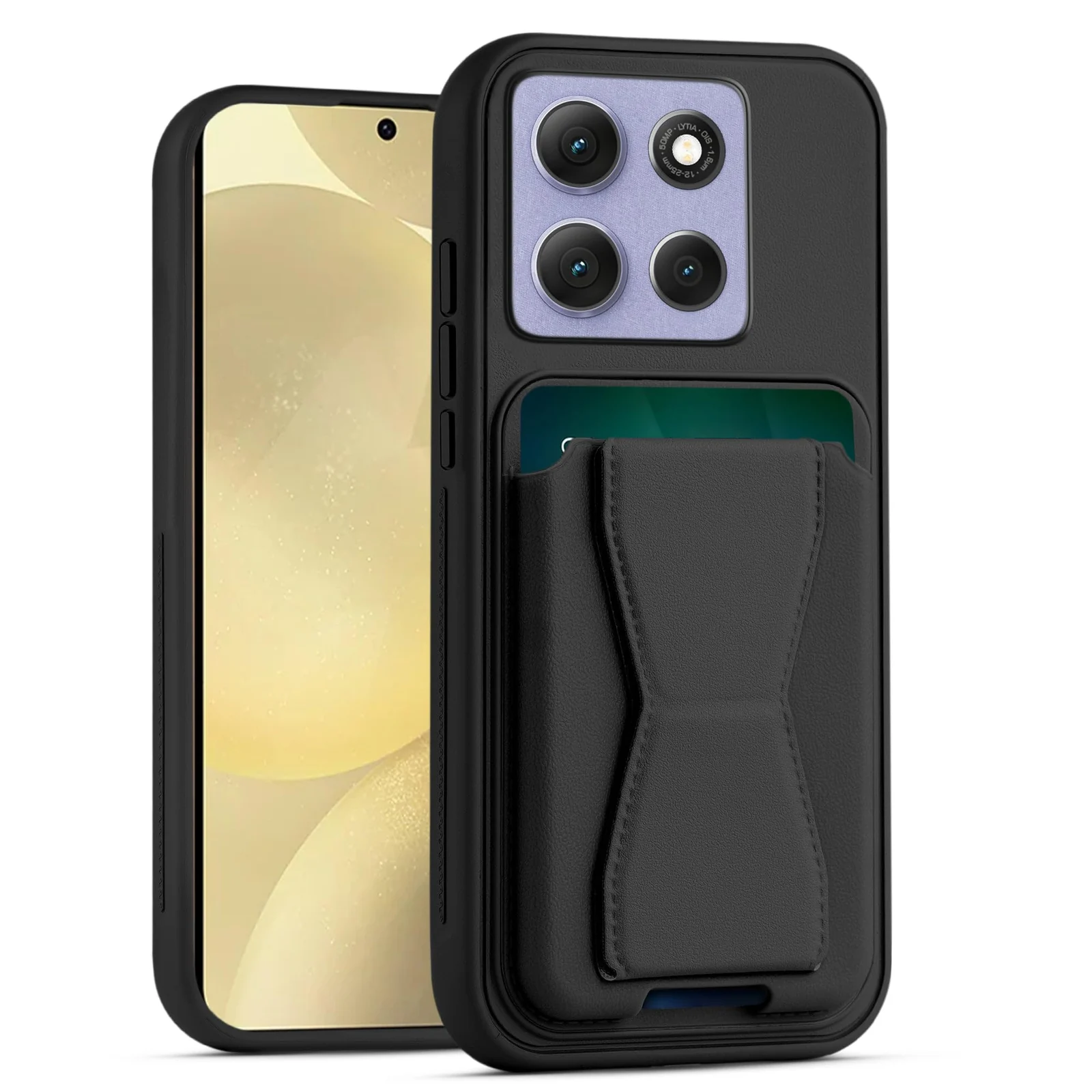 DL3 Mobilak Leather Wallet Case with Card Slot for Motarala Moto G86 / G86 Power 5G with Camera Protection and Shockproof Design - Black