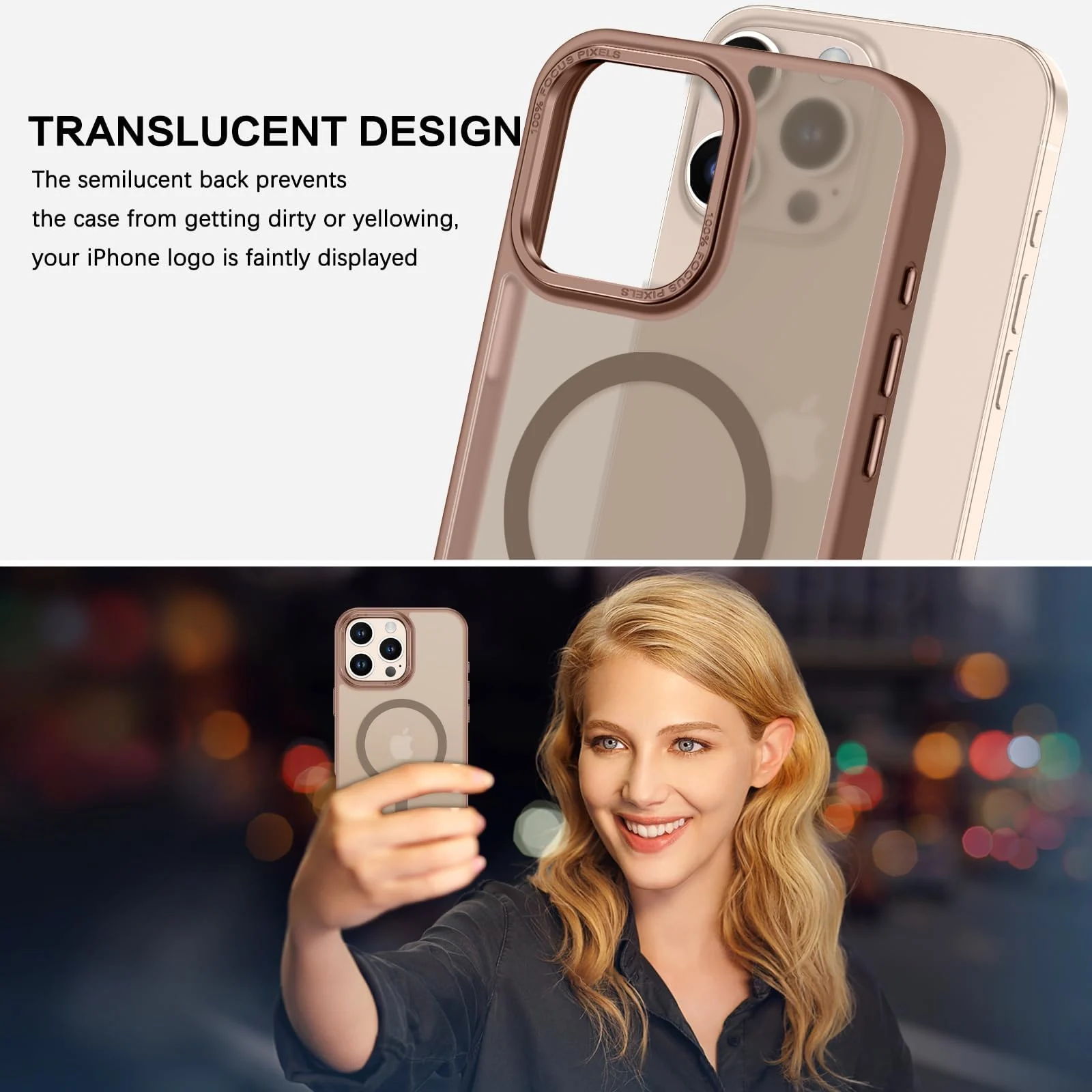 DL3 Mobilak Case for iPhone 16 Pro 6.3-Inch Case Magnetic Translucent Matte Phone Cases [Compatible with MagSafe] Thin Slim Fit Shockproof Bumper Hard Protective Cover for Men Girls - Desert Brown