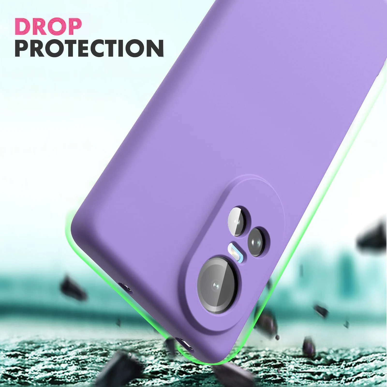 DL3 Mobilak Liquid Silicone Case for OPPO Reno 10 5G / OPPO Reno 10 Pro 5G, Not compatible with MagSafe, Supports wireless charging, Camera protection - Light Purple