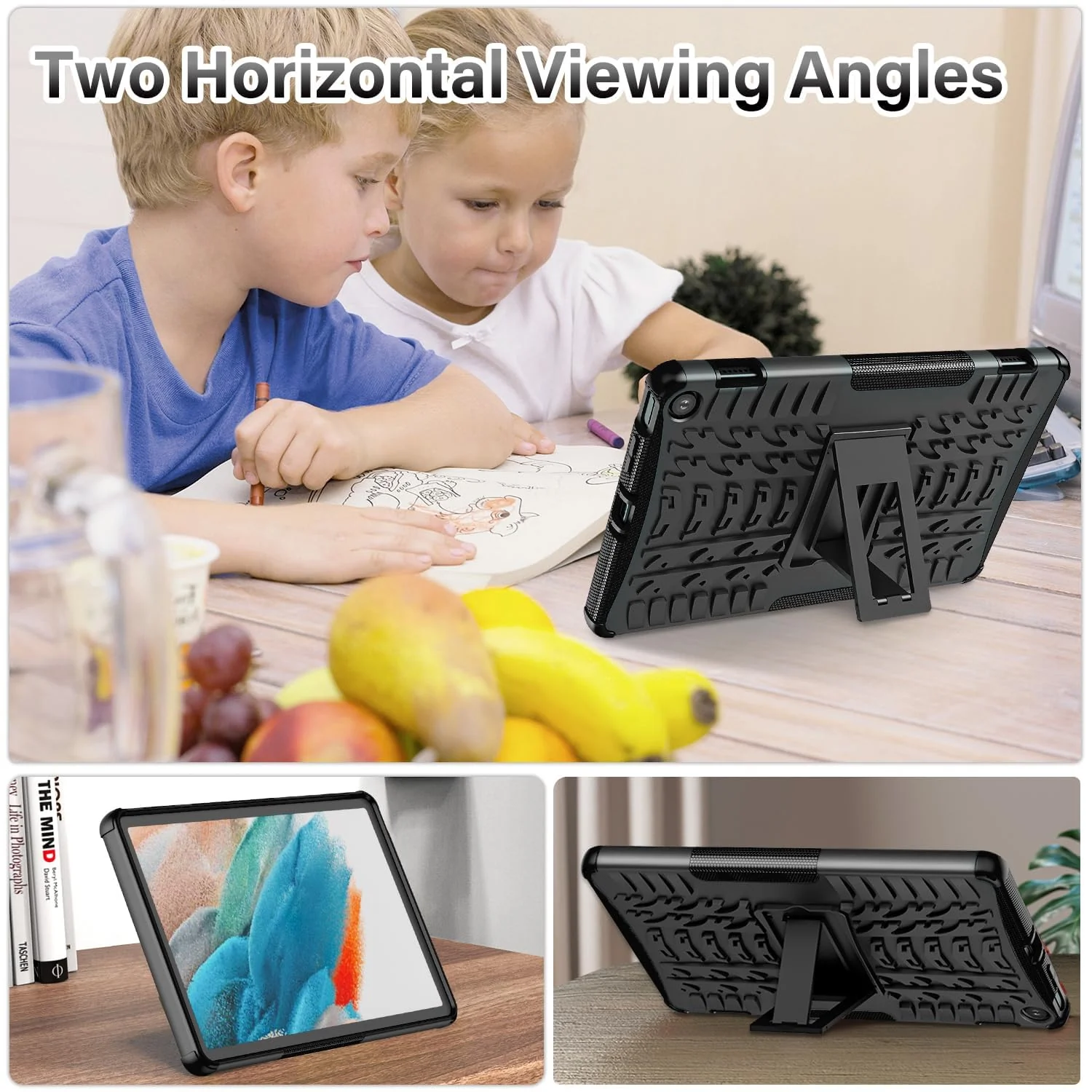 DL3 Mobilak Case For Samsung Galaxy Tab A8 10.5 Inch 2021(-X200/-X205/-X207), Hybrid Rugged Armor Heavy Duty 2 in 1 TPU + PC Combo Dual Layer Shockproof Case with Kickstand - Black
