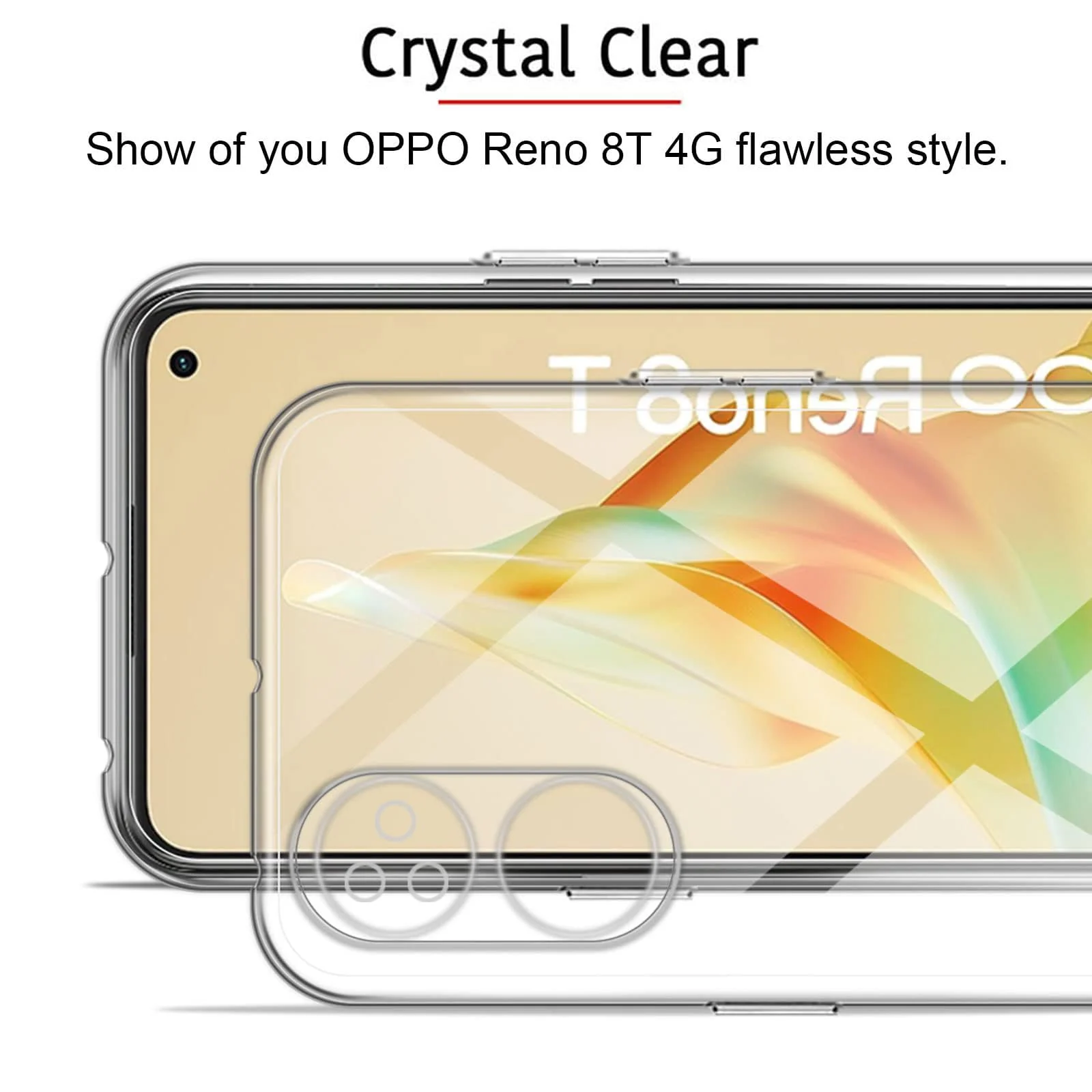 DL3 Mobilak Case Compatible with OPPO Reno 8T 4G (Not 5G) Case Crystal Soft TPU Gel Case Flexible Silicone Anti-Scratch Camera Protection TPU Cover - Clear