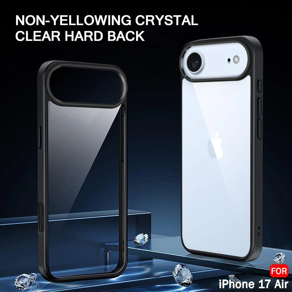 DL3 Mobilak Clear TPU Case for iPhone 17 Air 6.5-Inch, Supports wireless charging, Shock-absorbing protection, Anti-fingerprint finish - Black