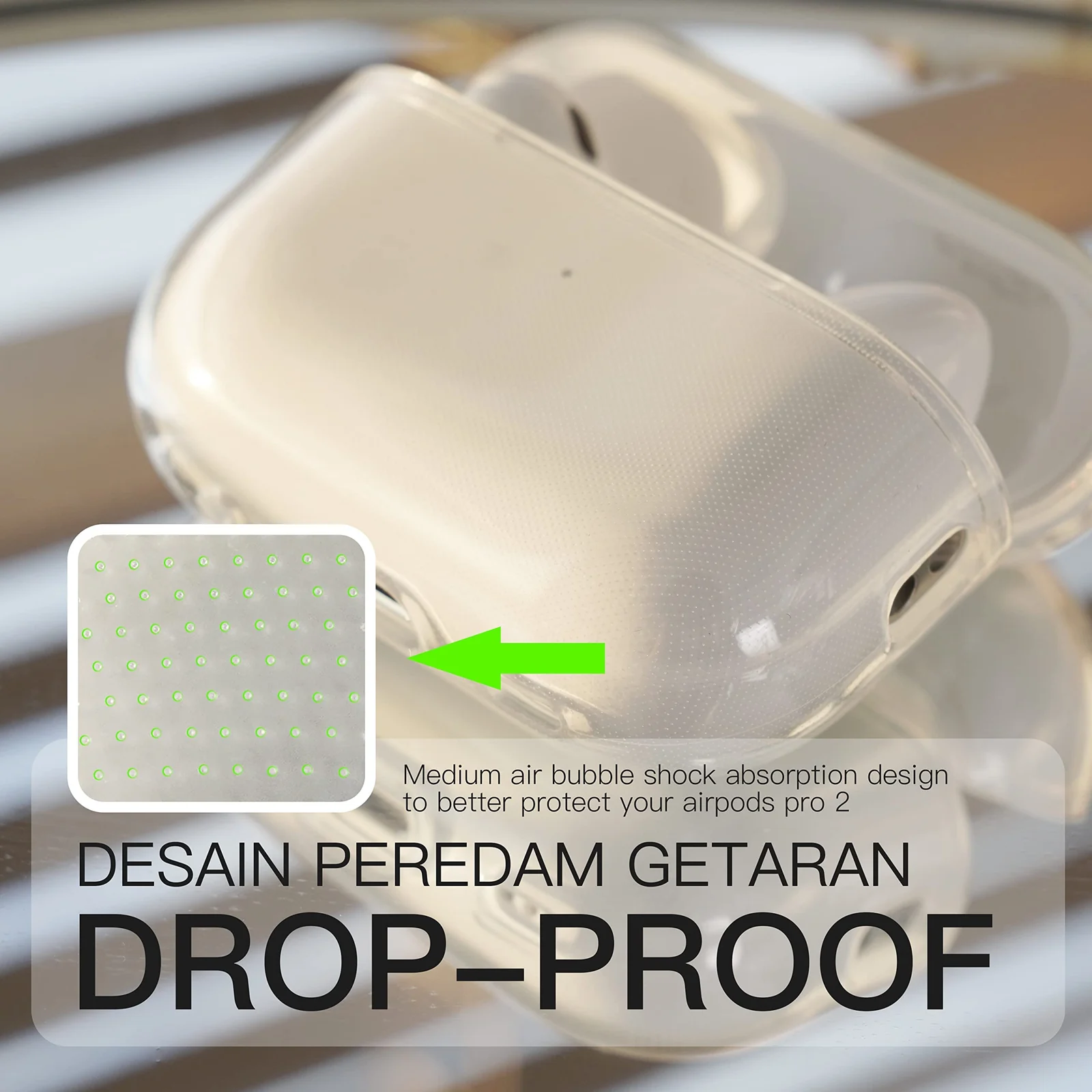 DL3 Mobilak AirPods Pro 2nd/1st Generation Case Soft TPU Protective Cover [Front LED Visible][Anti-Yellowing], TPC Protective Case With Lanyard, Case For AirPod Pro 2/1, Wireless Charging - Clear