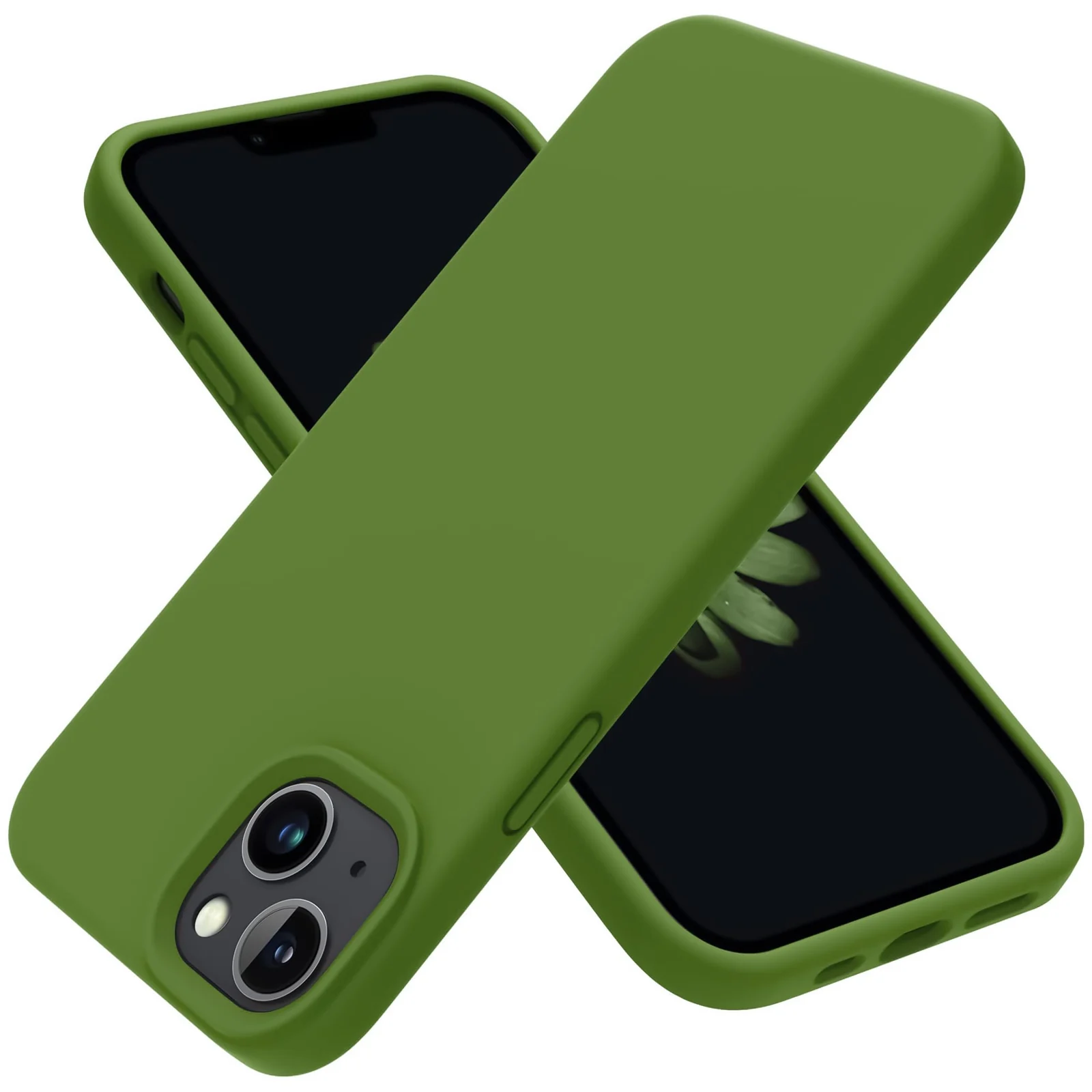 DL3 Mobilak Liquid Silicone Protective Case with Soft Microfiber Lining for iPhone 13 / iPhone 14 - Green