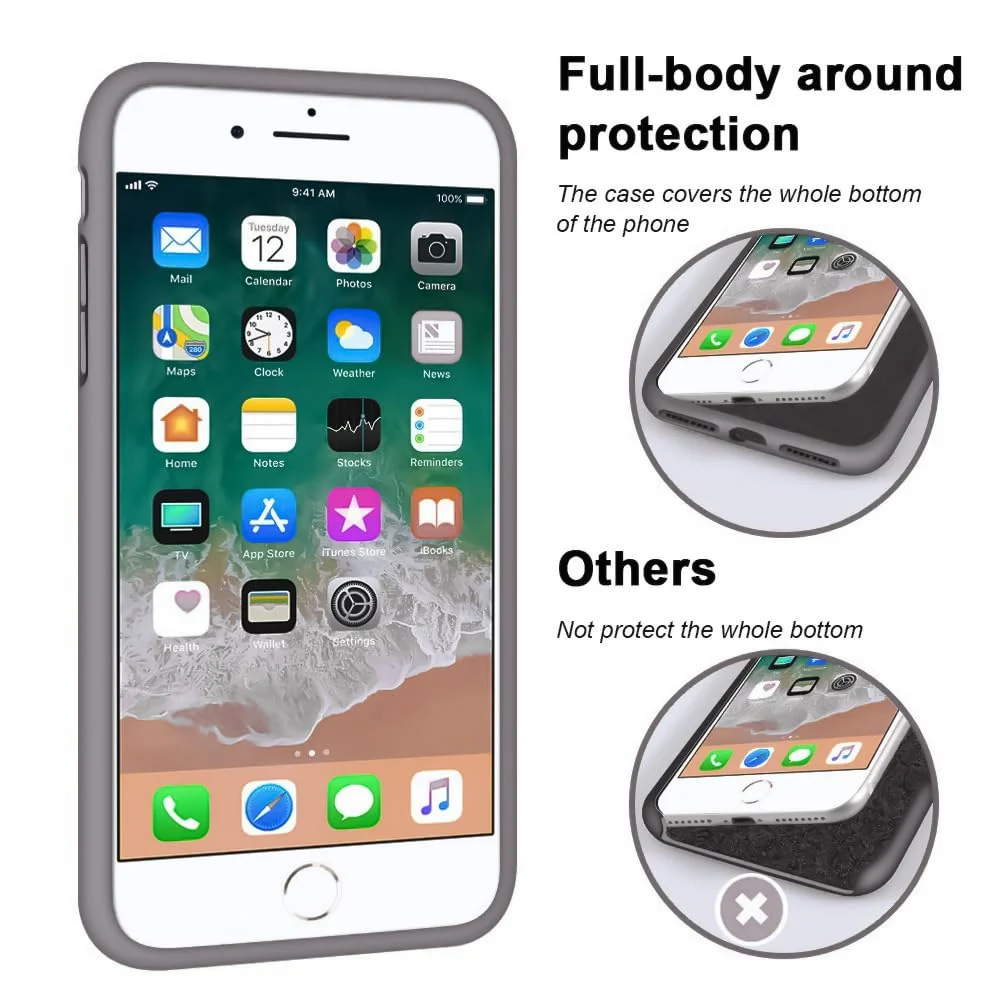 DL3 Mobilak Liquid Silicone Case for iPhone 7 Plus / iPhone 8 Plus, Shock-absorbing protection, Scratch-resistant surface, Soft microfiber lining - Stone