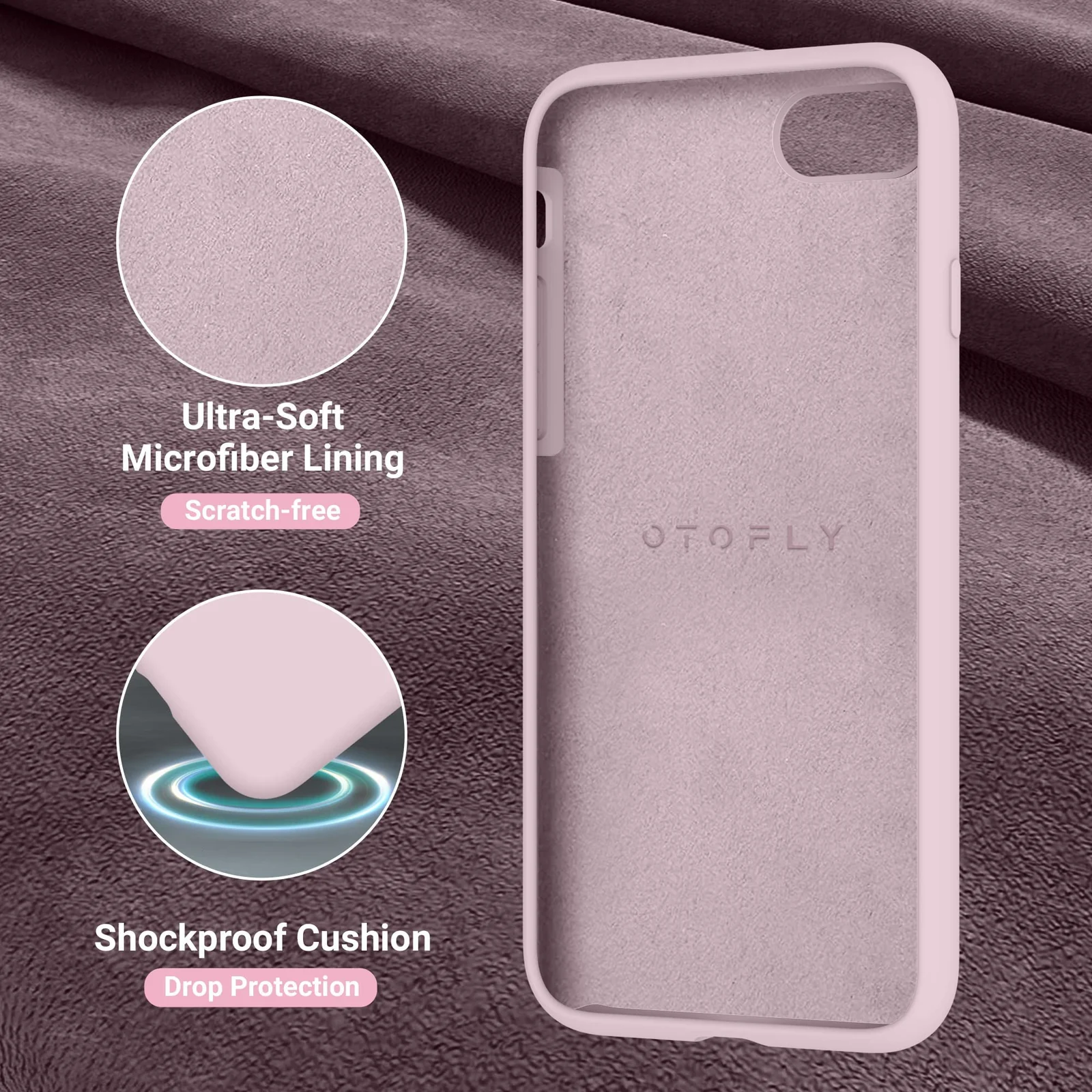 DL3 Mobilak Liquid Silicone Protective Case with Soft Microfiber Lining for iPhone SE 2022, SE 2020, iPhone 7, iPhone 8 - Ice Pink