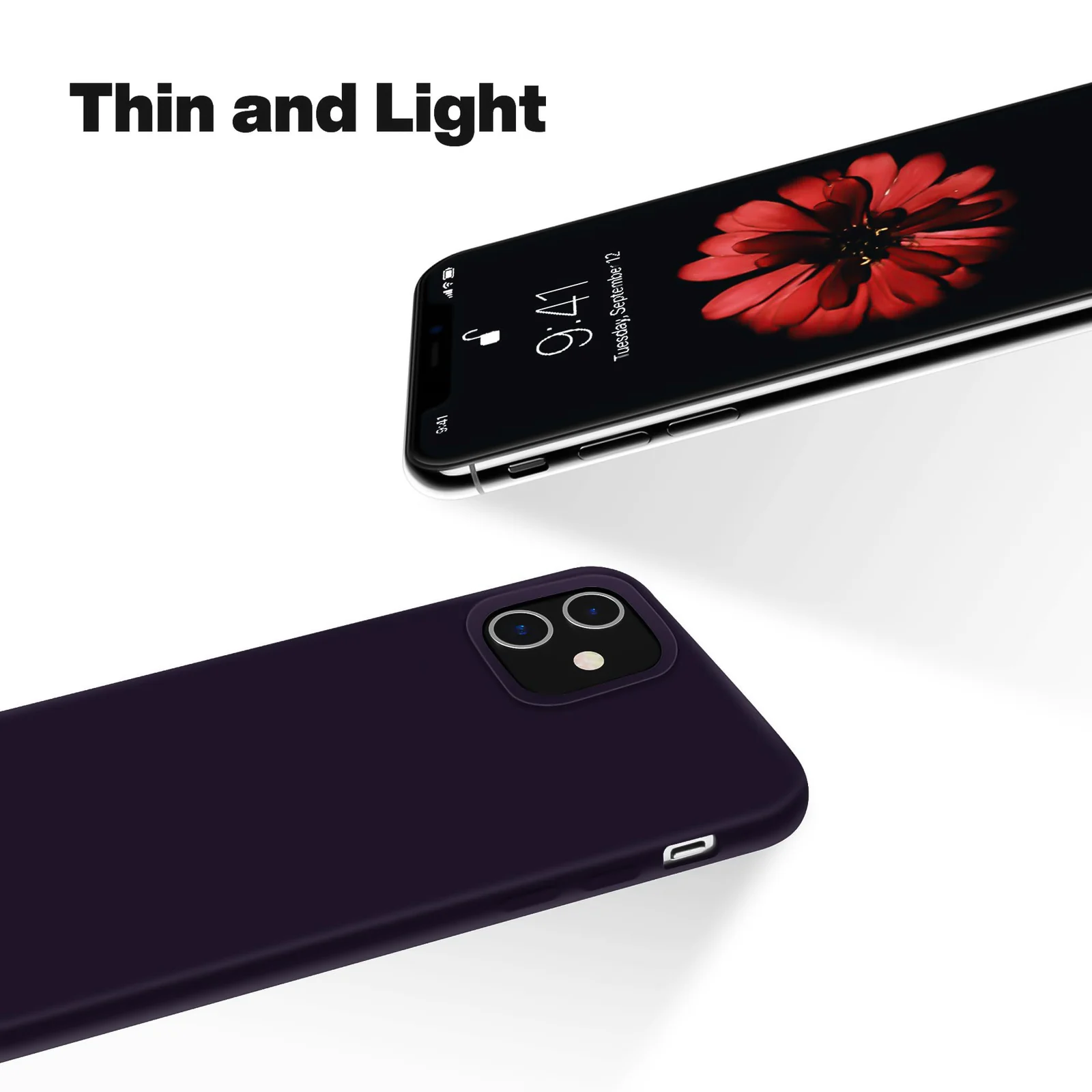 DL3 Mobilak Liquid Silicone Protective Case for iPhone 11 (6.1 Inch) with Camera Protection and Microfiber Lining - Elderberry