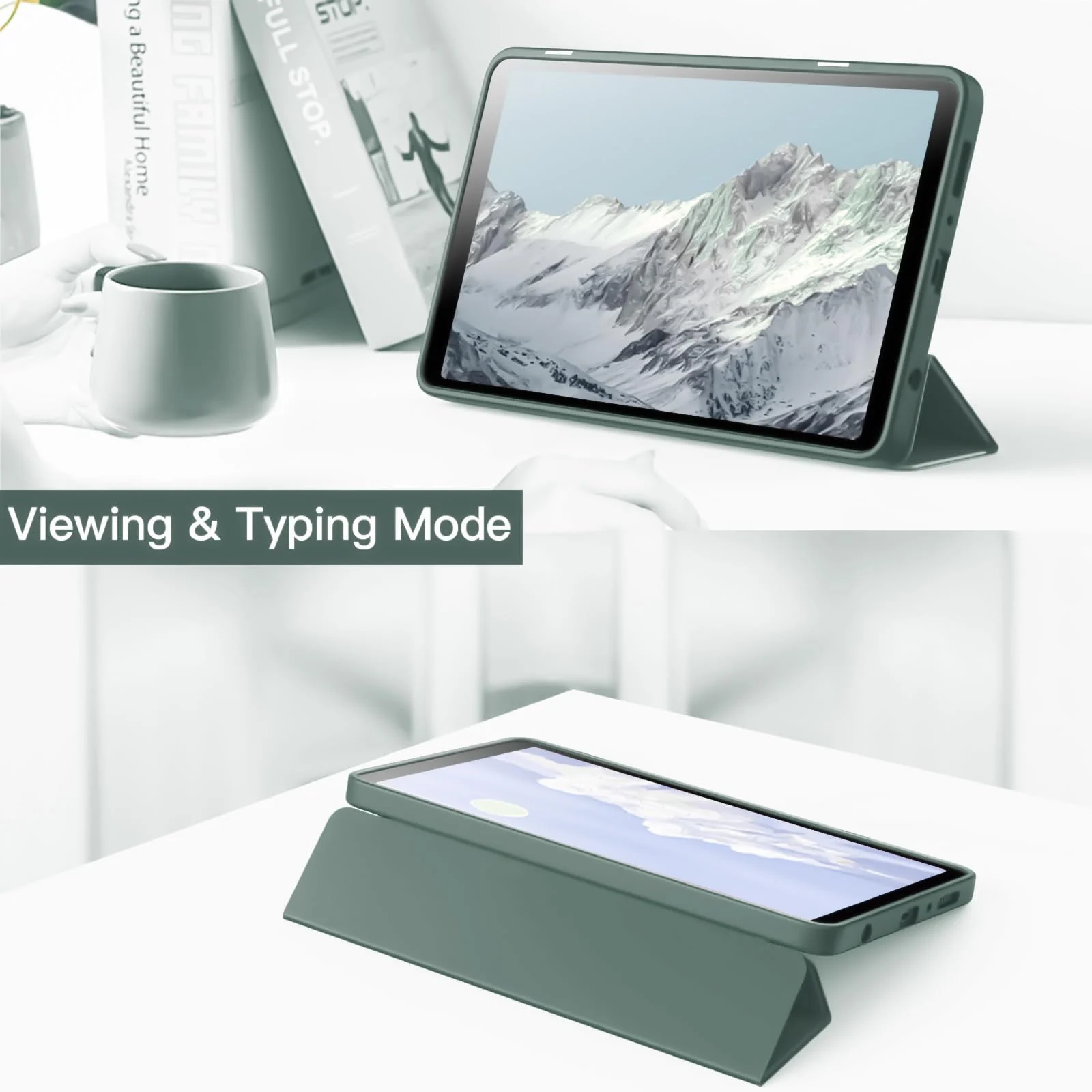 DL3 Mobilak Samsung Galaxy Tab A9 Cover Case 8.7 inch Tablet Cover [SM-X110/X115/X117] Case with Pen Holder, Soft TPU Back Trifold Stand Protective Smart Cover Flip, Auto Wake & Sleep - Green