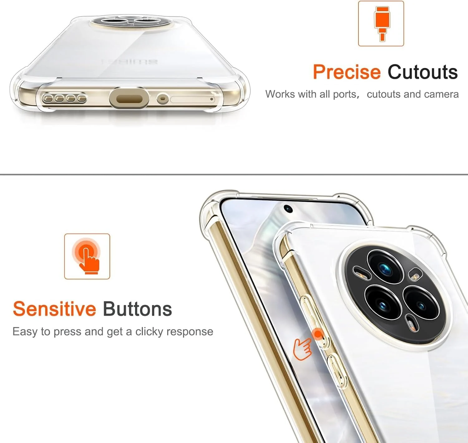 DL3 Mobilak Clear TPU Protective Case for realme 14 PRO+ 5G / realme 14 PRO Plus 5G with Camera Protection and Shockproof Design - Clear