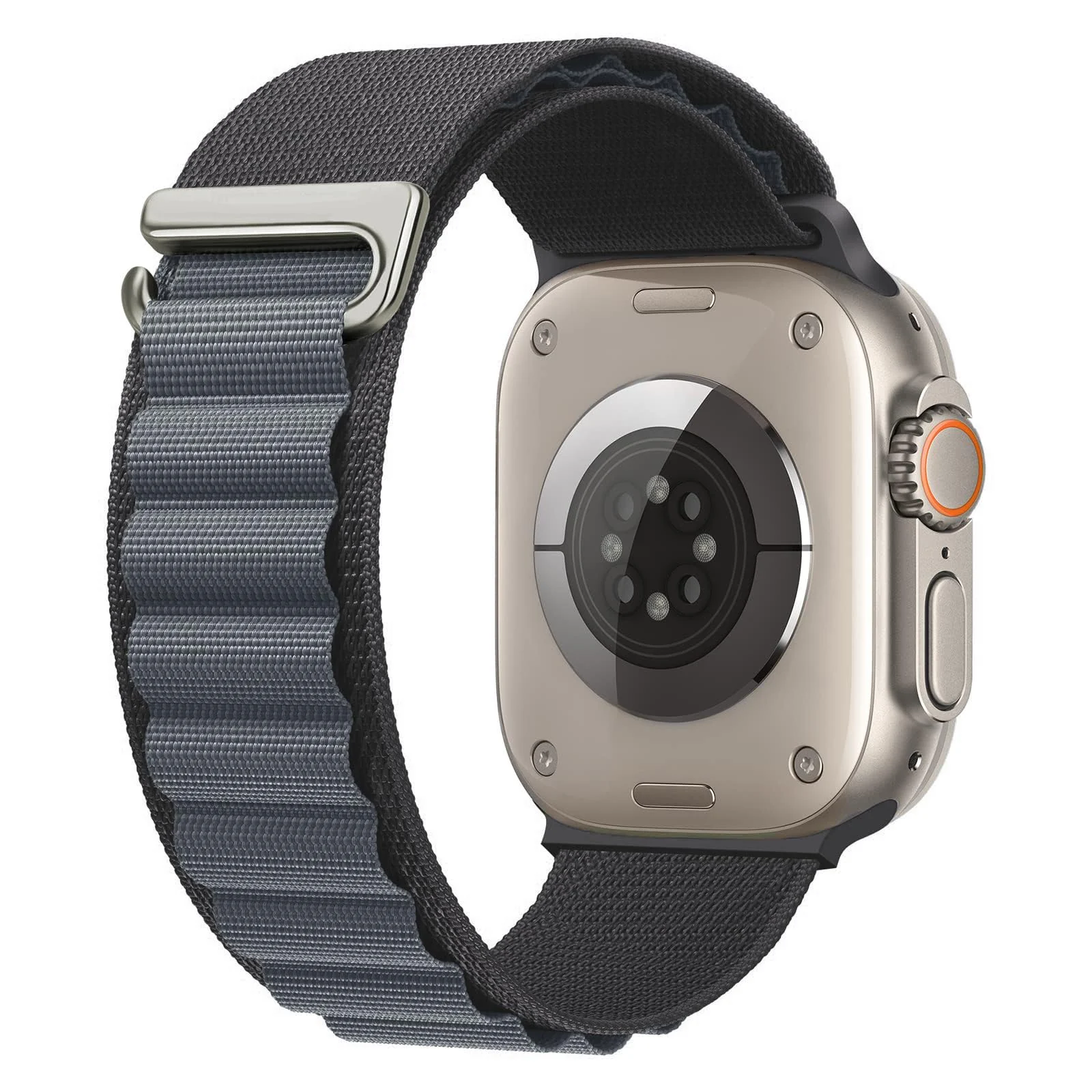 Apple Watch Ultra 49MM 45MM 44MM 42MM — DL3 Mobilak Trail/Alpine Loop Nylon Band Compatible with Apple Watch Ultra 2/Ultra Band 49mm 45mm 44mm 42mm, Adjustable with Metal C-Hook Strap for iWatch Ultra Series 9/8/7/6/5/4/3/2/1/SE2/SE - Dark Gray & Gray