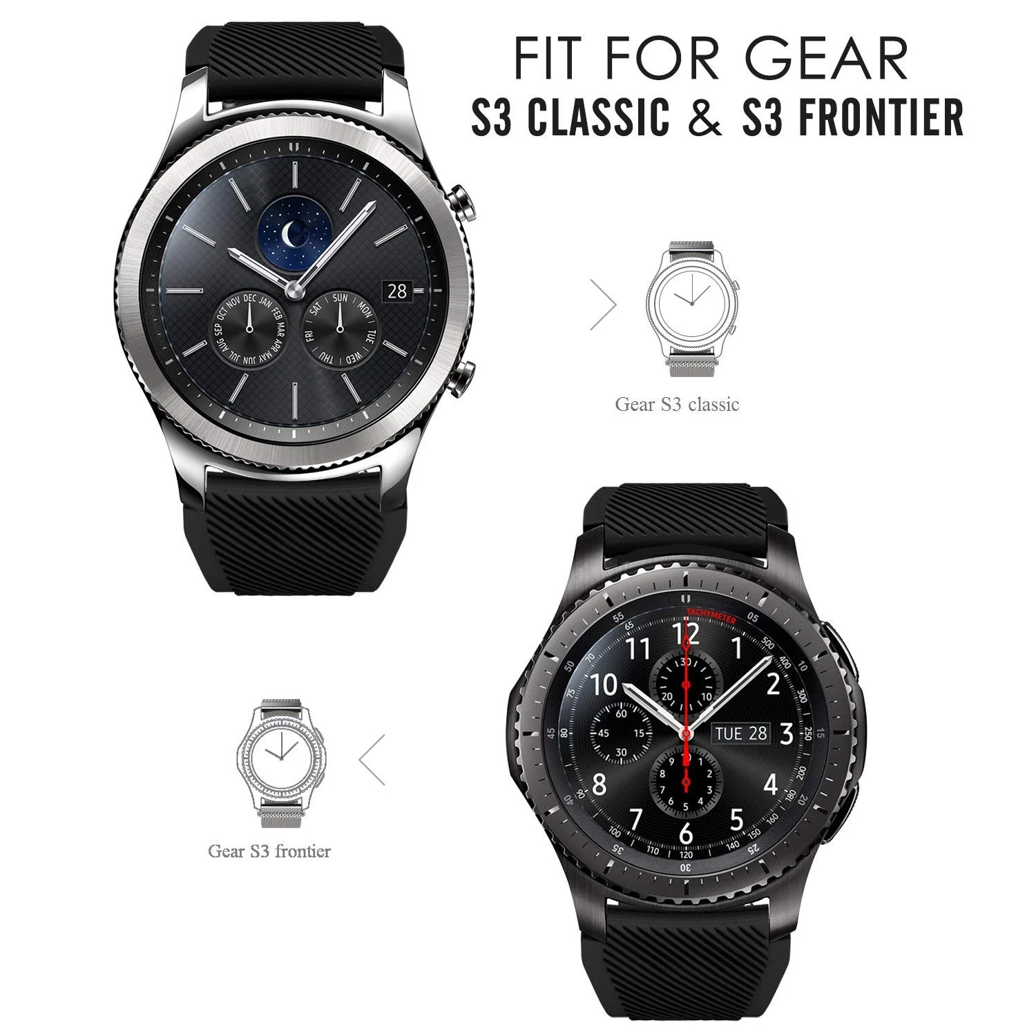 DL3 Mobilak Silicone Sport Band 22MM Xiaomi Redmi Watch 5 Active/5 Lite/Samsung Galaxy Watch 46mm/Watch 3 45mm/Gear S3/Huawei watch (GT6 GT5 GT4 GT3 GT2 GT 46MM)/GT2E/GT5 Pro/GT 6 Pro/Amazfit GTR 3/4 - A-black