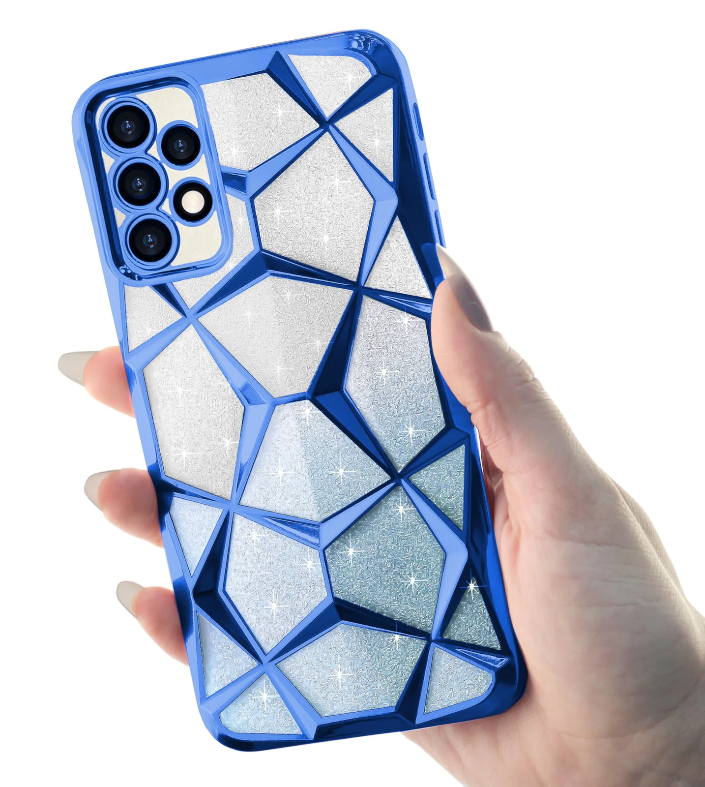 DL3 Mobilak Compatible with Samsung Galaxy A25 5G Case Plating Bling Gradient Glitter Clear Cover Soft TPU Silicone Cute Camera Protection Shockproof Back for Women Girls Case - Blue