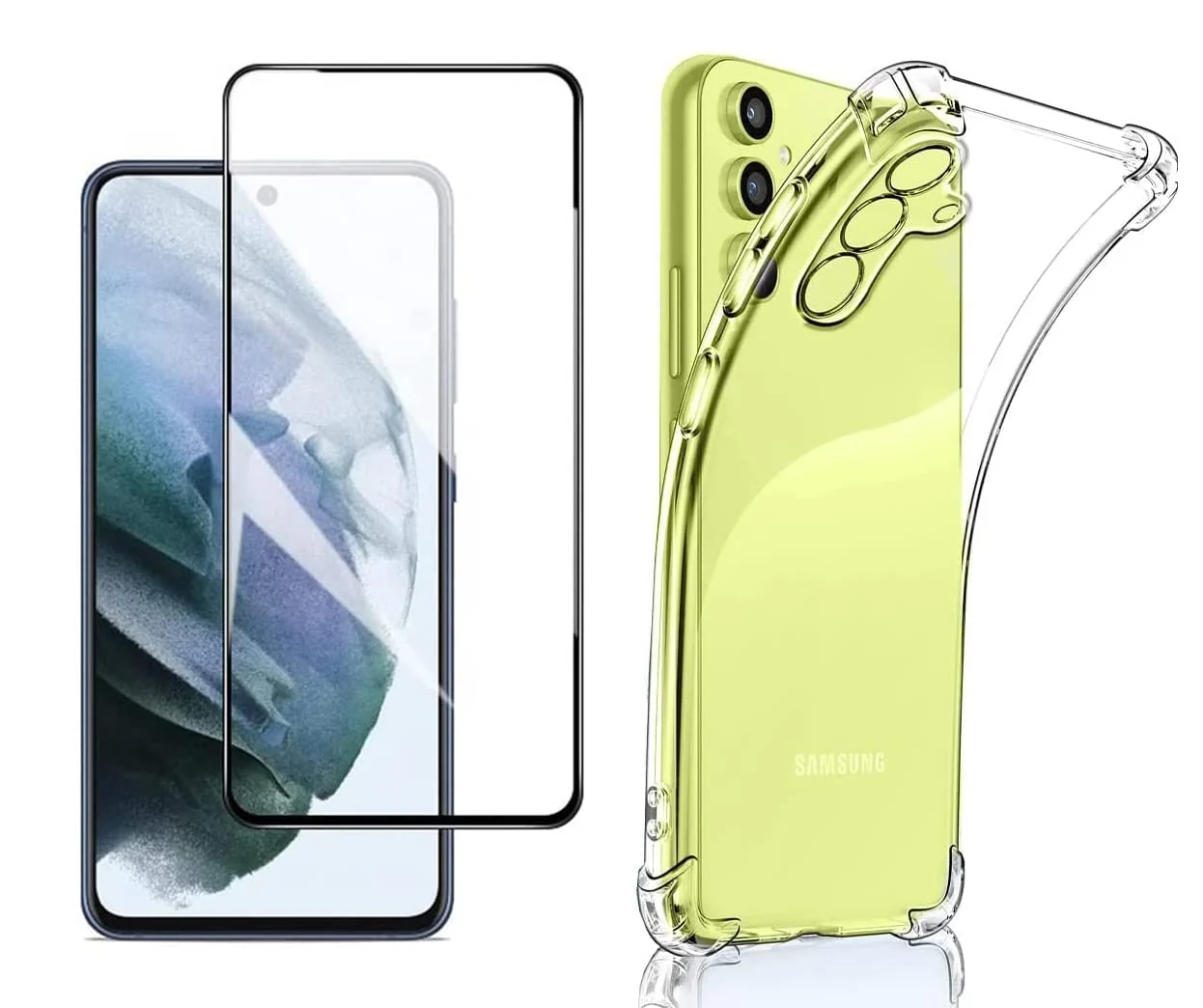 DL3 Mobilak Case Compatible with Samsung Galaxy A54 5G, Cover Silicone TPU Gorilla Anti-shock Protector Camera Shockproof Corners with 5D Screen Protector - Clear