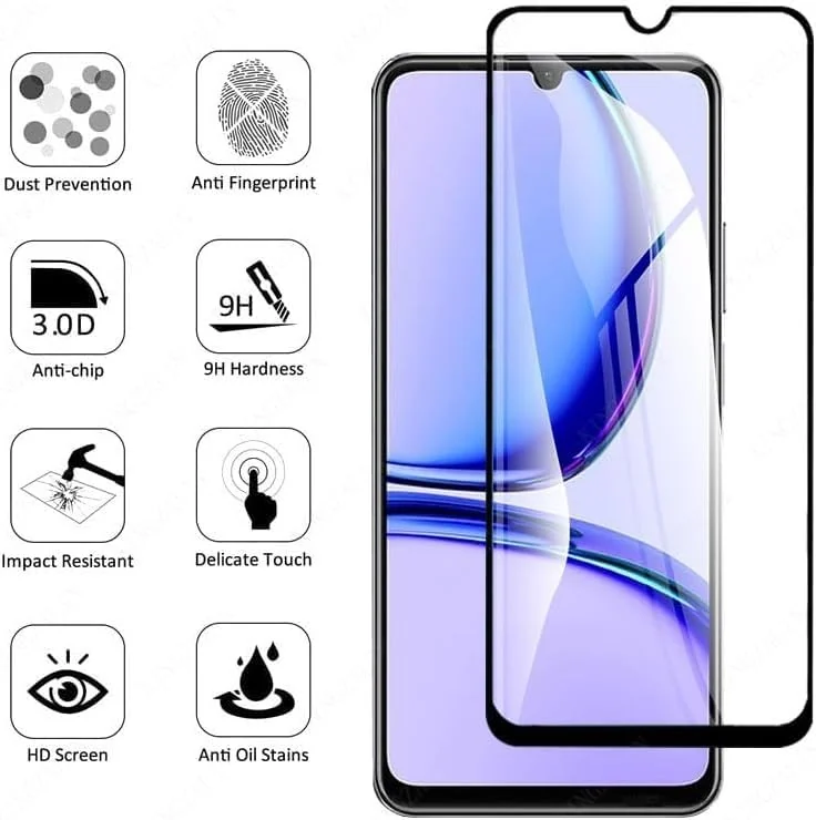 DL3 Mobilak 5D Full Glass Screen Protector For realme C53 / realme C51 Black Frame - Clear