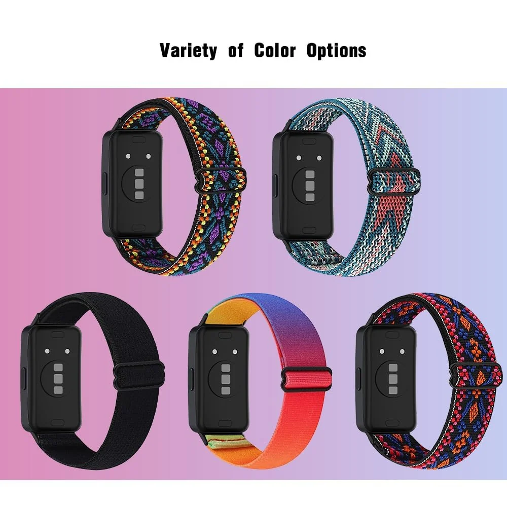 DL3 Mobilak Strap Compatible with Honor Band 7 / Huawei Band 7, Soft Elastic Nylon Straps, Adjustable Stretchy Sports Replacement Bracelets Wristbands for Women Men - Bohemia Blue