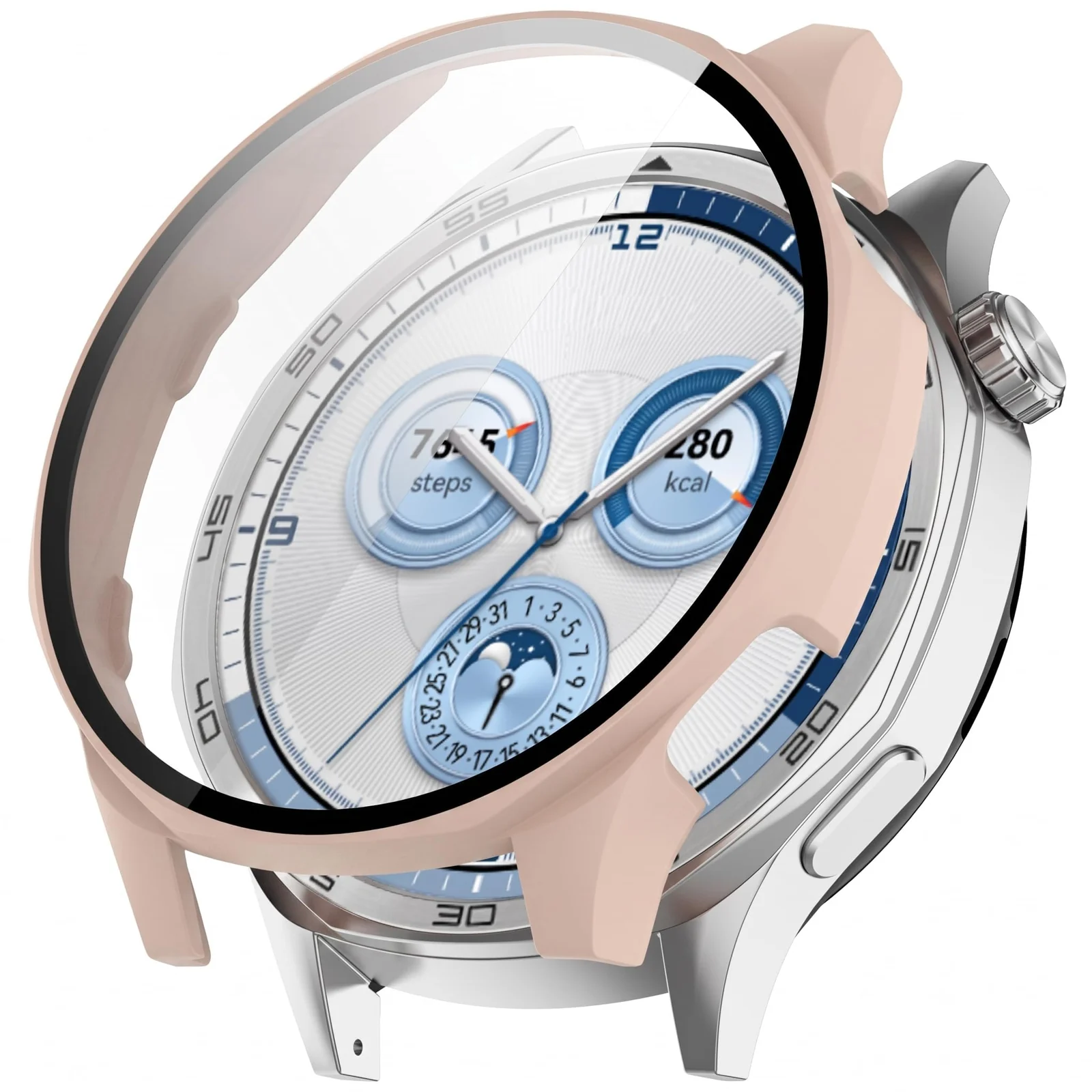 DL3 MOBILAK Full-Coverage Watch Case with Tempered Glass for Huawei Watch GT 5 46 mm, Pink