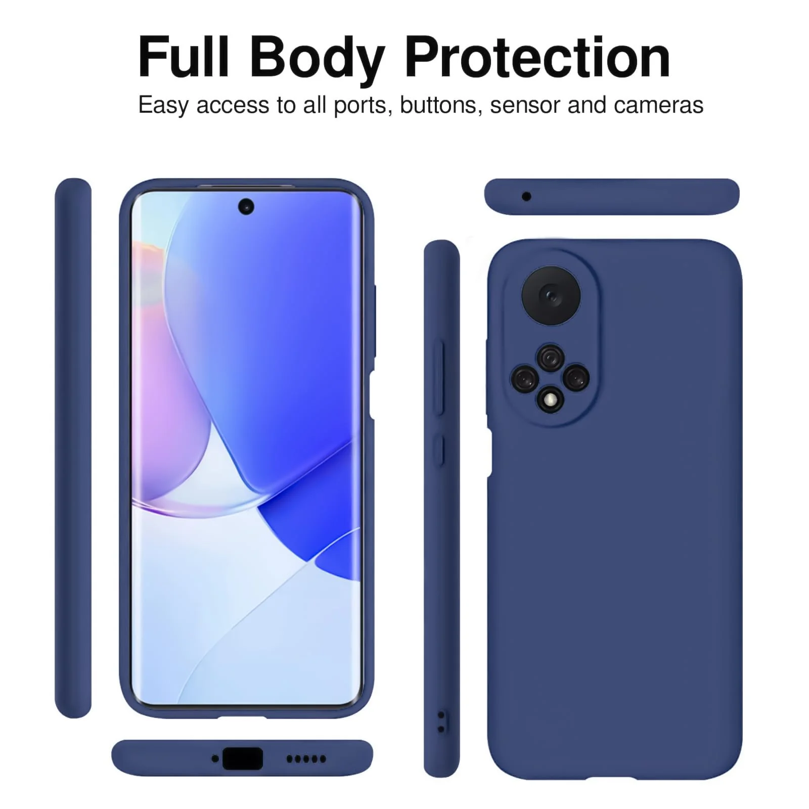 DL3 Mobilak Soft Silicone Protective Case for Honor 50 / Huawei Nova 9 with Microfiber Lining and Shockproof Design - Blue 1