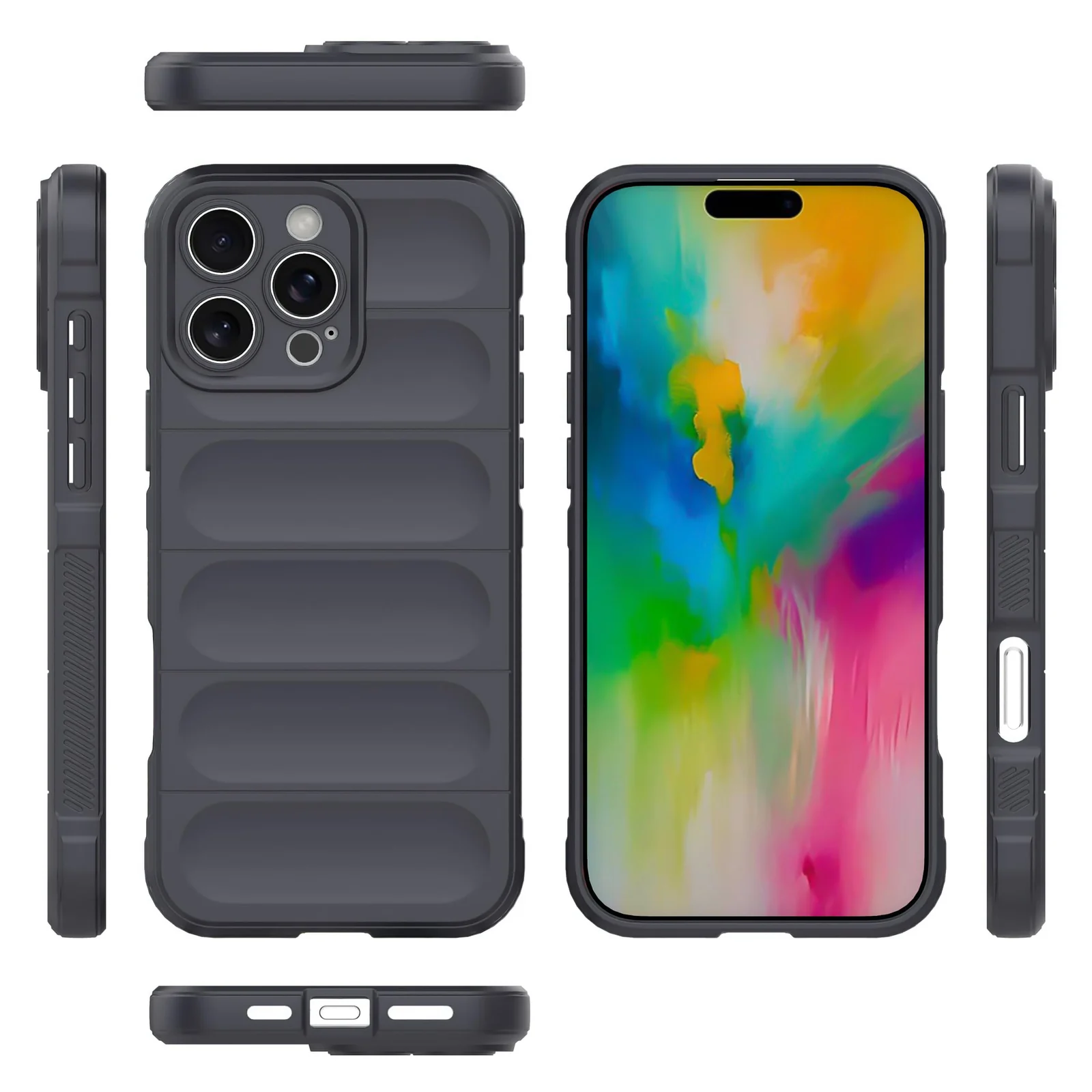 DL3 Mobilak Silicone Case for iPhone 16 Pro 6.3-Inch Heavy Duty Protective [Slim Fit] Shockproof Soft Flexible Protective Design Shock-Absorption TPU Cover With Camera Protection - Dark Gray