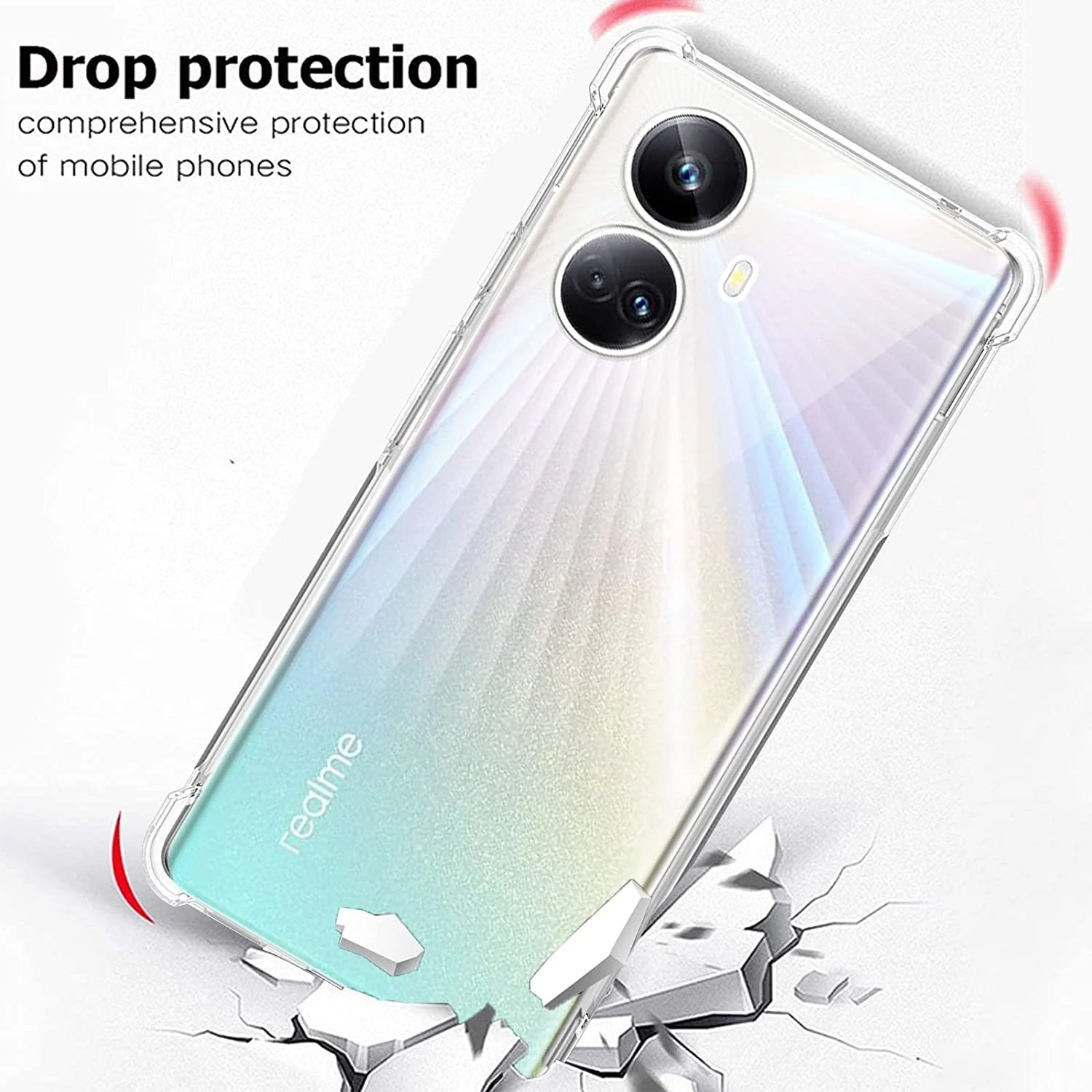 DL3 Mobilak Clear TPU Protective Case for realme 10 pro plus with Camera Protection and Shockproof Design - Clear