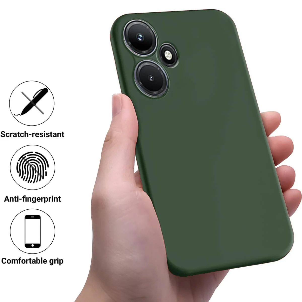 DL3 Mobilak Liquid Silicone Protective Case with Soft Microfiber Lining with Full Camera Protection for Infinix Hot 30i - Green