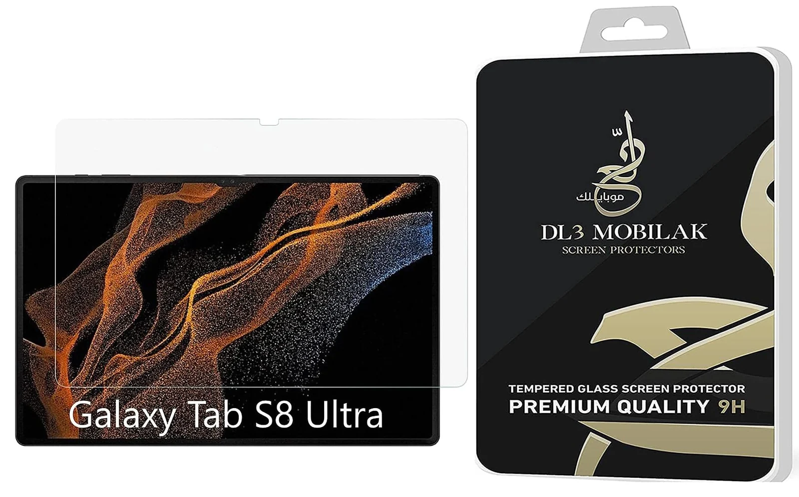 "DL3 Mobilak Screen Protector For Samsung Galaxy Tab S8 Ultra Case 14.6"" 2022 Tempered Glass Film [HD Crystal ] [Easy Installation] [Scratch Resistant] [9H Hardness] - Clear"