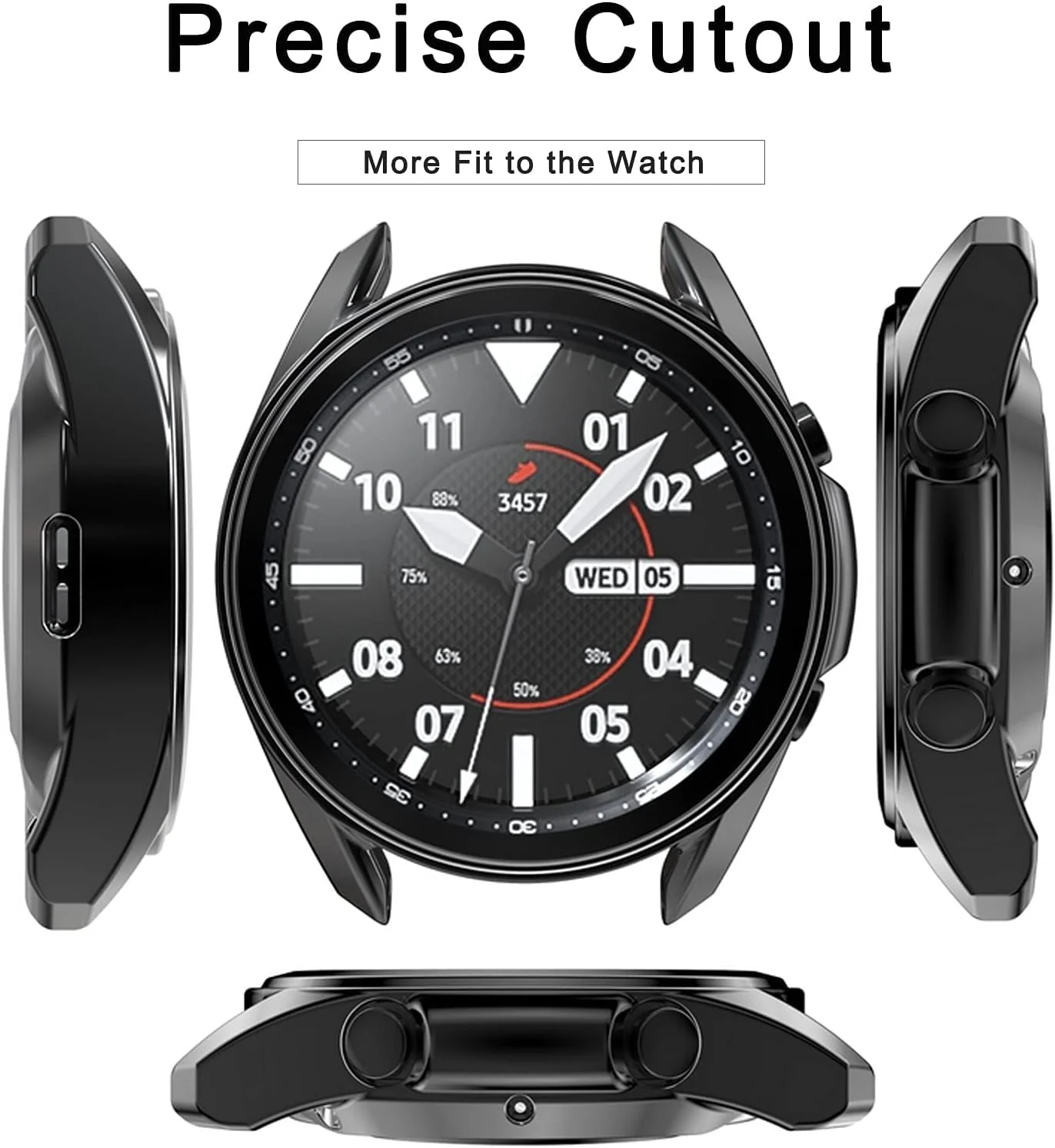 DL3 Mobilak Case Compatible with Samsung Galaxy Watch 3 45mm Case All-Around Screen Protector Watch Soft TPU Shockproof Cover Slim Guard Thin Bumper Shell Protector - Black