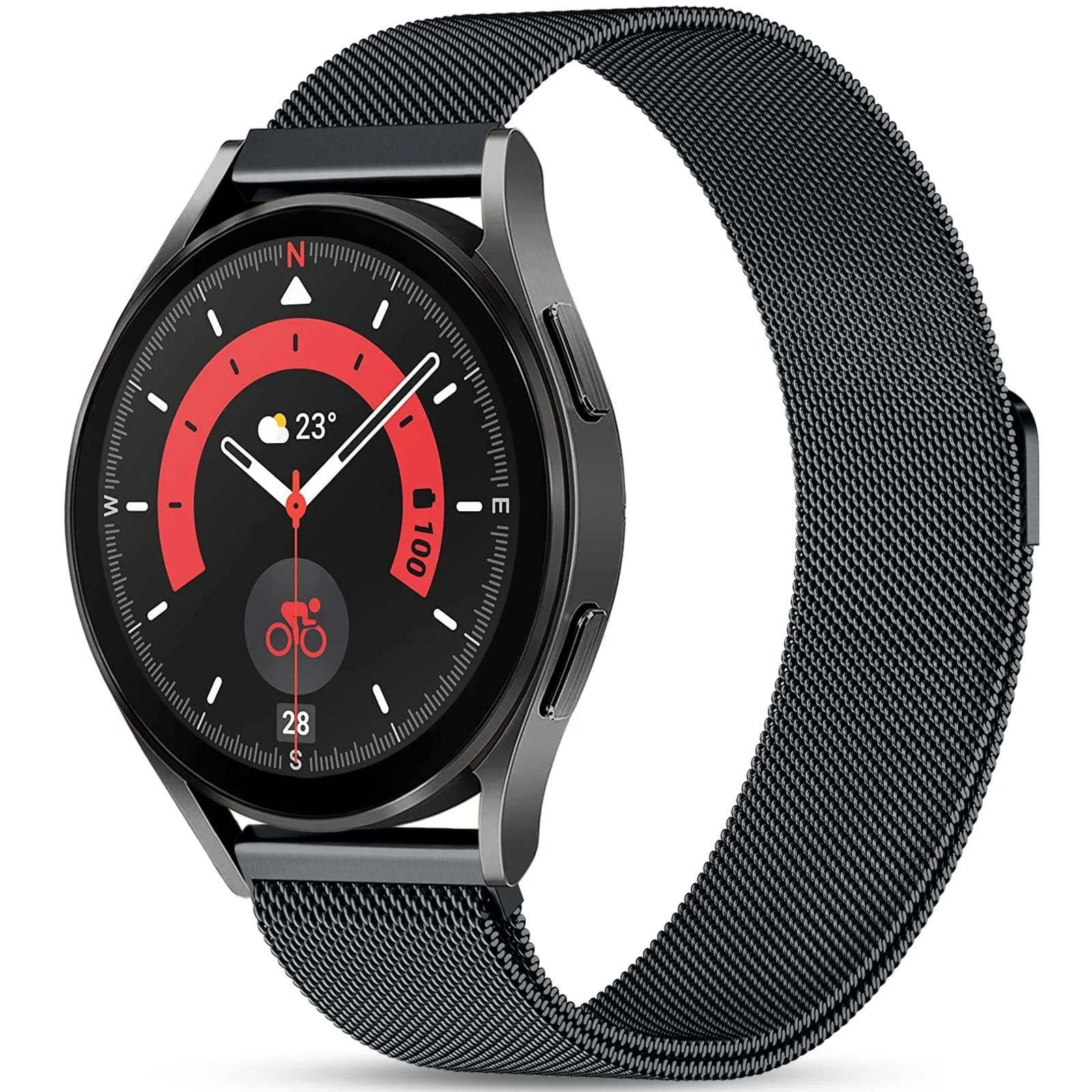 Dl3 Mobilak stainless steel Band 20MM Strap For Samsung Gear Sport/Watch 4/Watch 5/Watch 5 Pro /S2 classic/active 2 40MM 44MM/Amazfit GTS 3/GTS 4/4 Mini/Bip 3/Pro/GTS 2 mini/GTS 2/Bip U (Black)