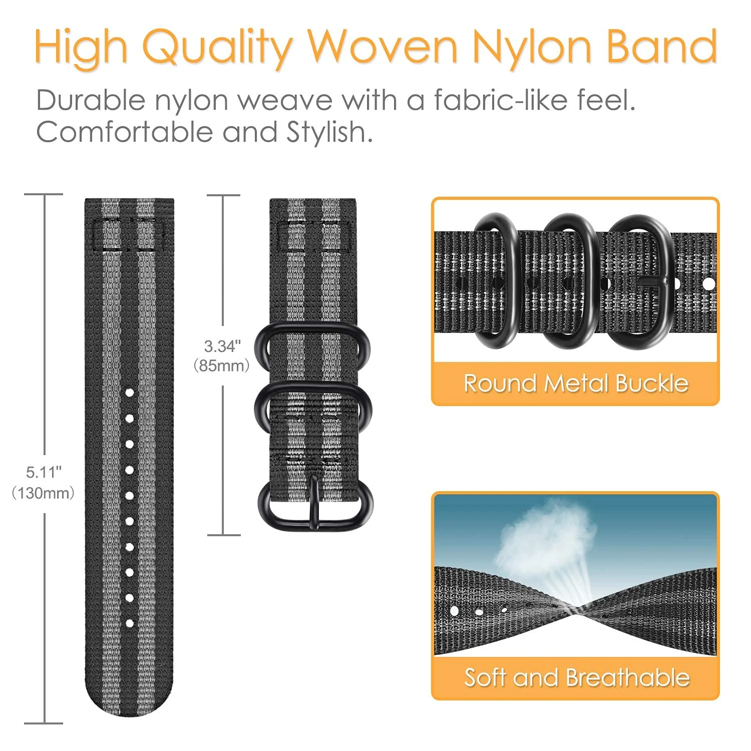 DL3 Mobilak Nylon Band Compatible with Xiaomi Redmi Watch 5 Active/Redmi Watch 5 Lite, 22mm Metal Buckle Sports Watch Strap Men Women Replacement Strap - Red White Blue