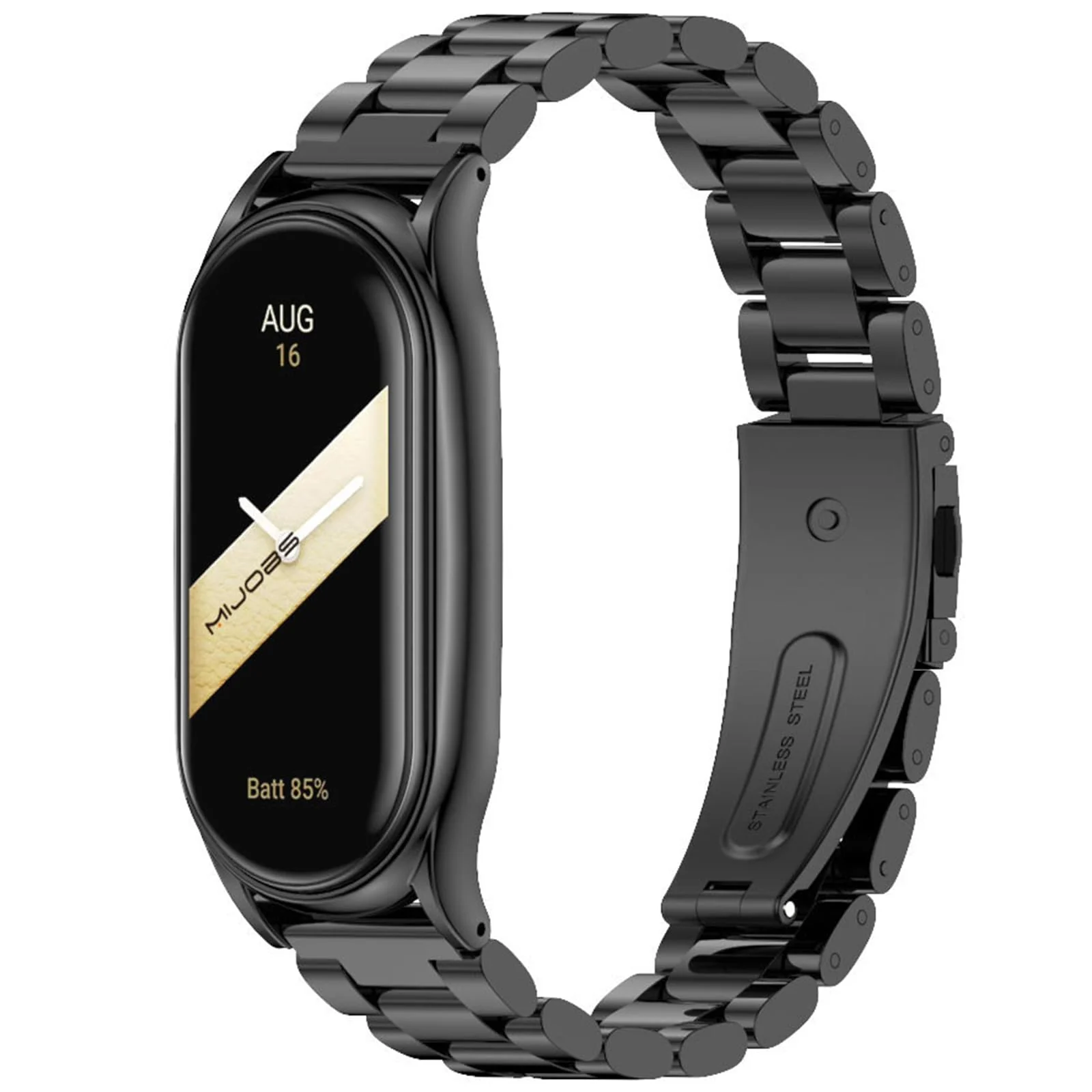 Mobigon Bracelet Compatible with Xiaomi Smart Band 10 / Band 9 / Band 8, [Stainless Steel Metal Replacement Bracelet] Double Folding Clasp Watch Strap for Xiaomi Mi Band 10/9/8