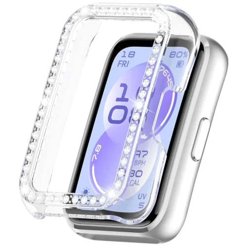 MOBIGON Crystal Bling PC Frame Case for Huawei Band 11, Clear