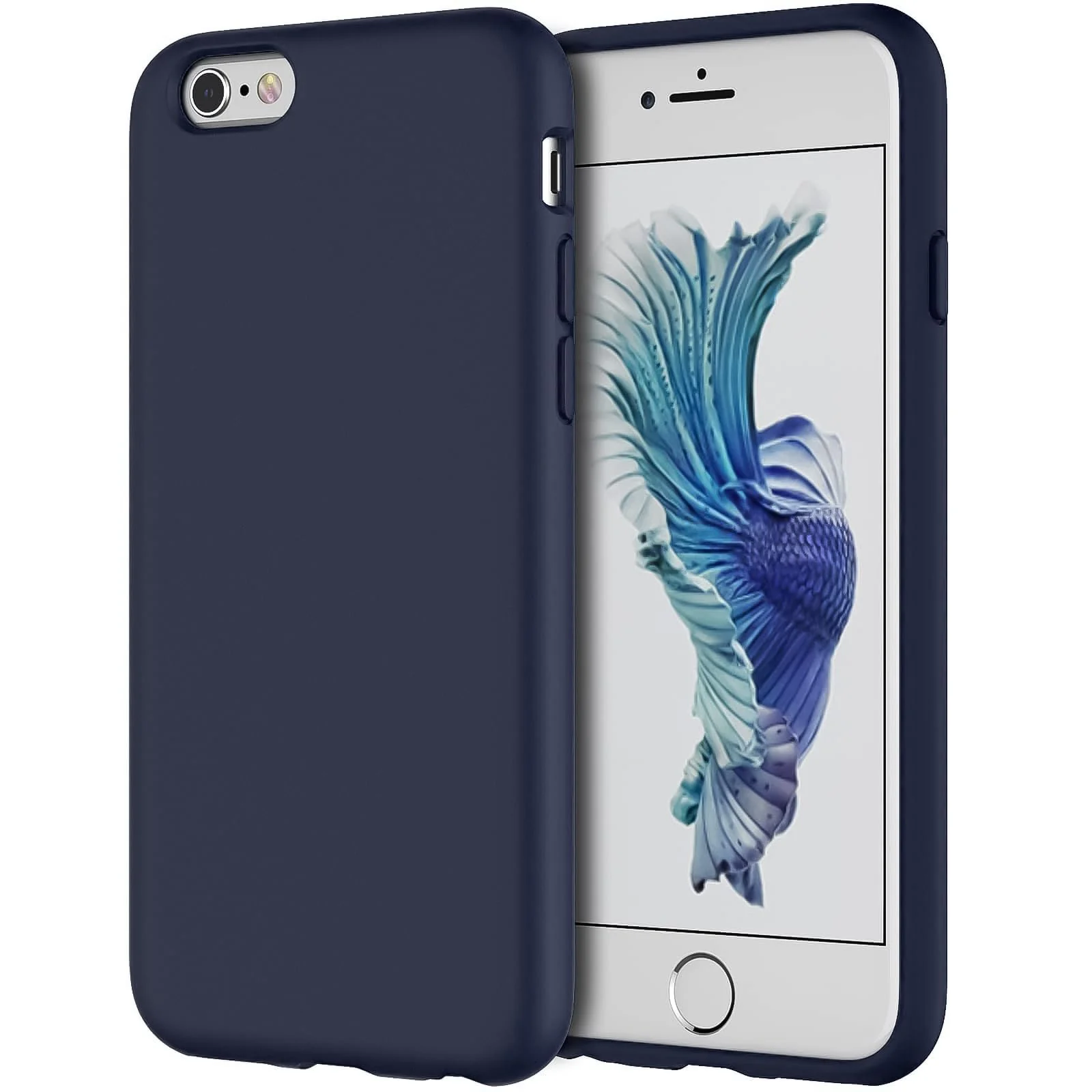 DL3 Mobilak Liquid Silicone Case for iPhone 6 Plus / 6S Plus, Shock-absorbing protection, Scratch-resistant surface, Soft microfiber lining - Dark Blue